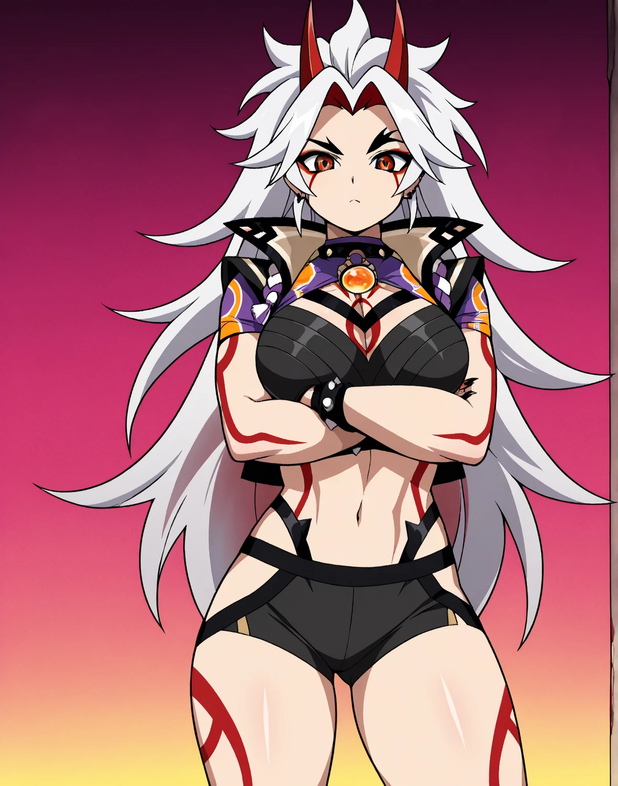 muscular girl, muscular, silver hair, golden eyes, new.(fully body)