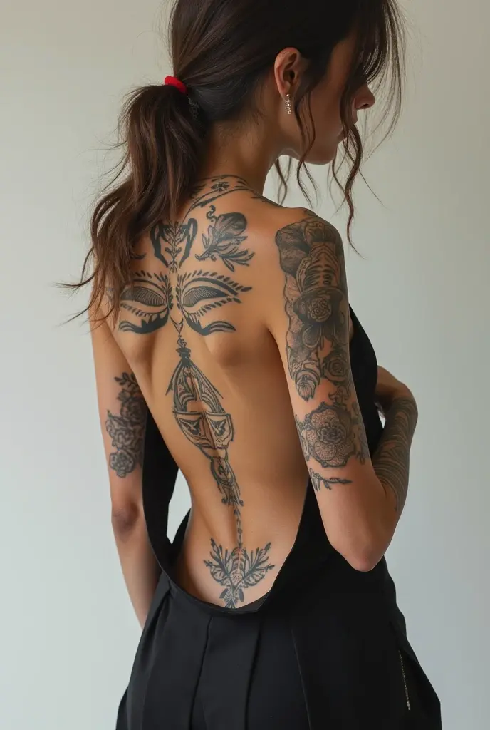 a spine tattoo that makes a woman beautiful and graceful