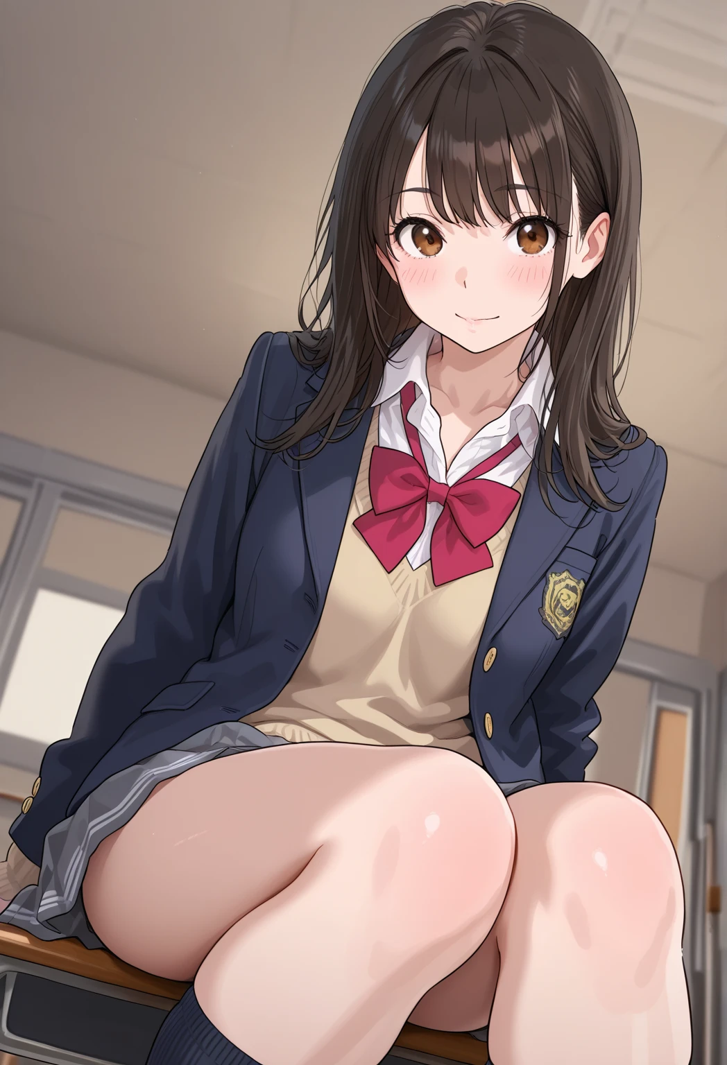 Shimamura Uzuki (Idol Master), (highest quality, 8K, masterpiece, Super detailed:1.2), (Lens flare, particles of light, shine), big breasts, smile, open your mouth, masterpiece, highest quality, Super detailed, High resolution, Very detailed CG, , red bow tie, blazer, brown jacket, long sleeve, plaid skirt, red skirt , ((NSFW)), perfect body,sexy, panty shot,((M-shaped spread legs)), (spread your legs),raise your legs, embarrassing:1.1), (blush:1.2), (orgasm:1.2), open your mouth, (shout:1.1), (moving line:1.1), Sweat, heavy breathing, Expansion Division, penis, sex, sex with men, {{amazon location}}, Lie, bedroom, white sheets, pillow, masterpiece, highest quality, Super detailed, High resolution, Very detailed CG, official art