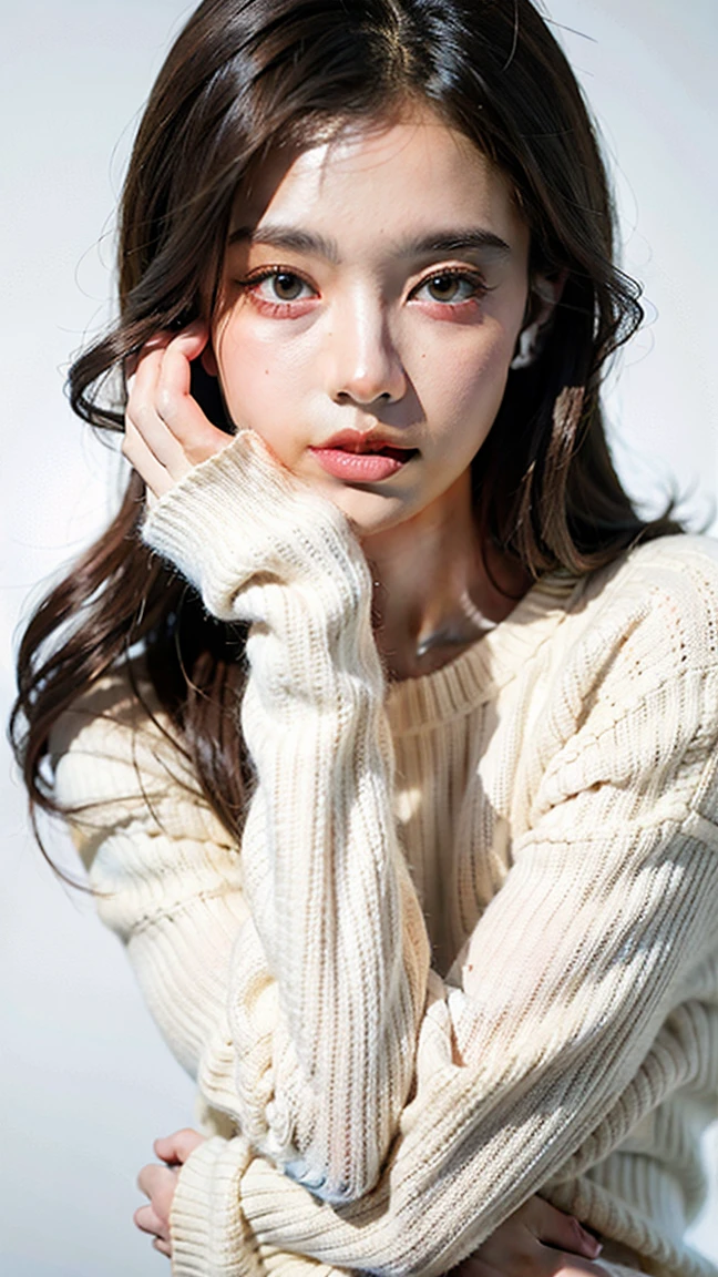 ((best quality)), ((Masterpiece)), (details), 1 girl, open shoulder sweater,