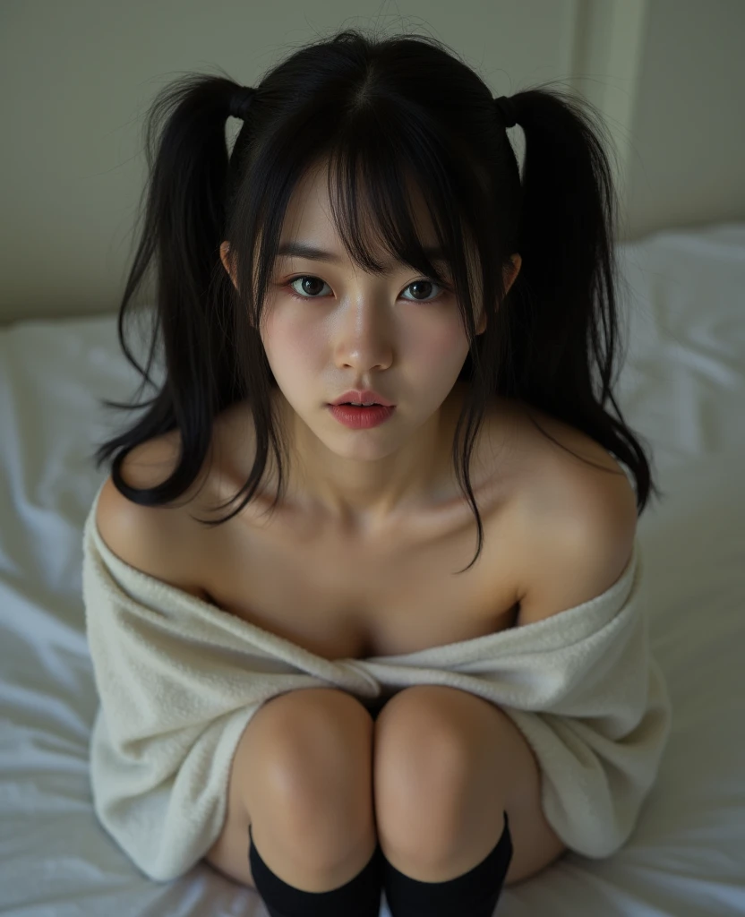 ((One Girl))、((Browsing Caution))、 (Highly detailed eyes, Highly detailed face)、(Realistic),(High resolution close up), Portrait of a girl from chest to head,(( All Nude))、 Award-winning photo,、flat chest、 (Highly detailed eyes, Highly detailed face)、((15-year-old girl))、Small breasts、、(Small breasts:1.2)、Small breasts、((Pink nipples))、 (Very few、flat、In many cases、Stomach、Whole Body Ezbian、、Bright light、On the bed、Open your thighs (((Cute Hairstyles)))、Spread your legs、Pee、