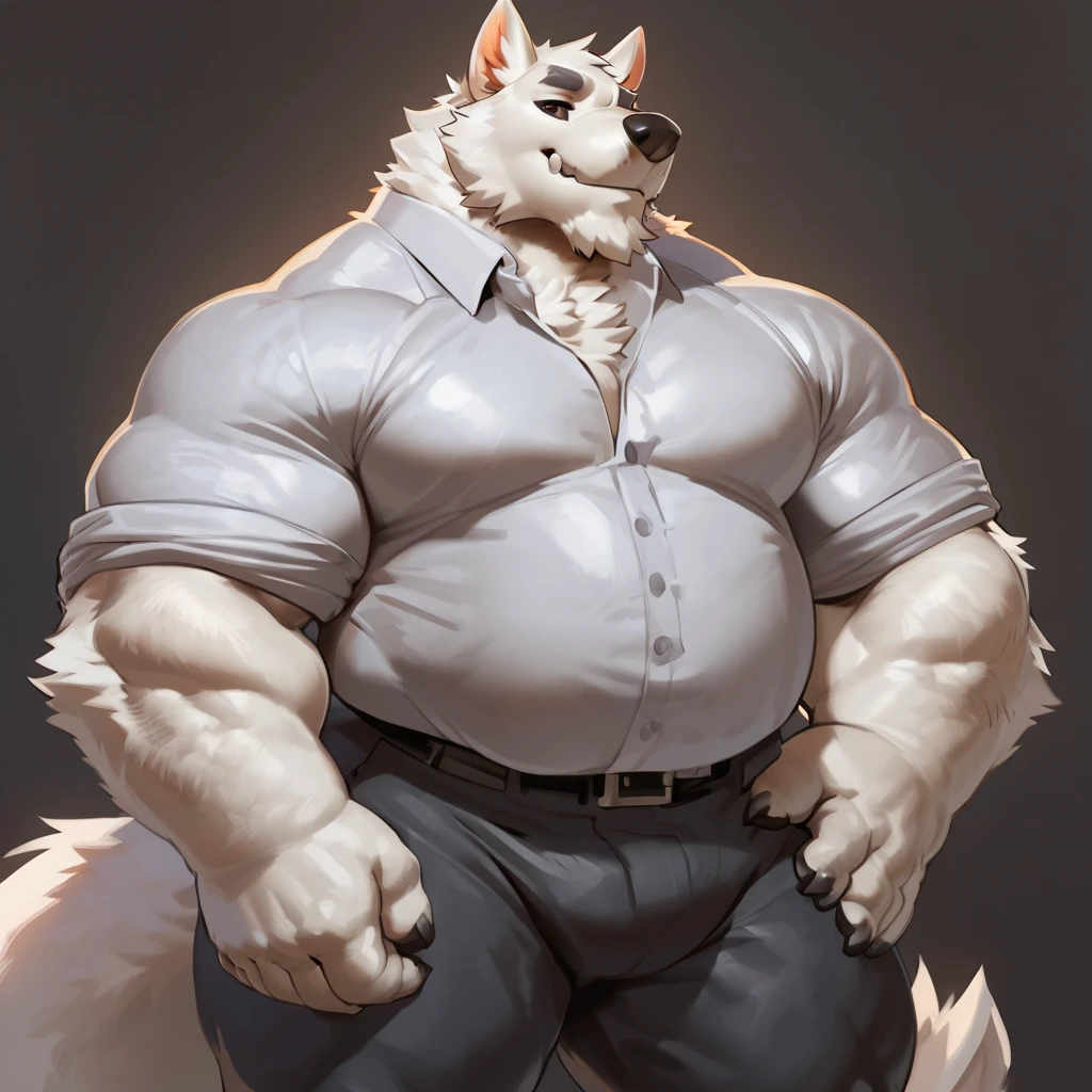 ((Masterpiece)),((Hight quality)),((Hught Detailed)),((Realistic,)) Anime Artistic masterpiece art, Obese muscle Wolf (massive obese, strong legs and arms, hairy, incredibly big looking) Long shot photo, Real life, Wolf (Massive, broad shoulders, strong legs and arms, hairy) Obese muscle citizen (massive obese, strong legs and arms, hairy, incredibly big looking), Disney Zootopia movie character, Anatomy of character, badass, Disney Obese sumo wrestler Millionaire Boss Wolf in thong, He is very Obese and very muscular Sumo wrestler, Extreme Bloated Standing in your office admiring his huge body, Disney Zootopia movie Style
