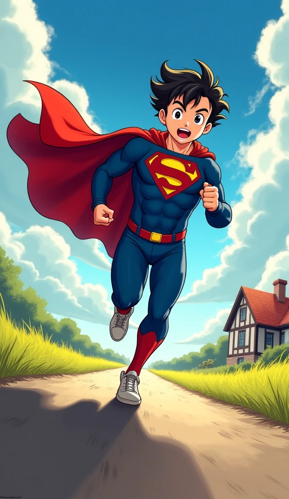 A little boy，Superman cape，Children&#39;s illustrations