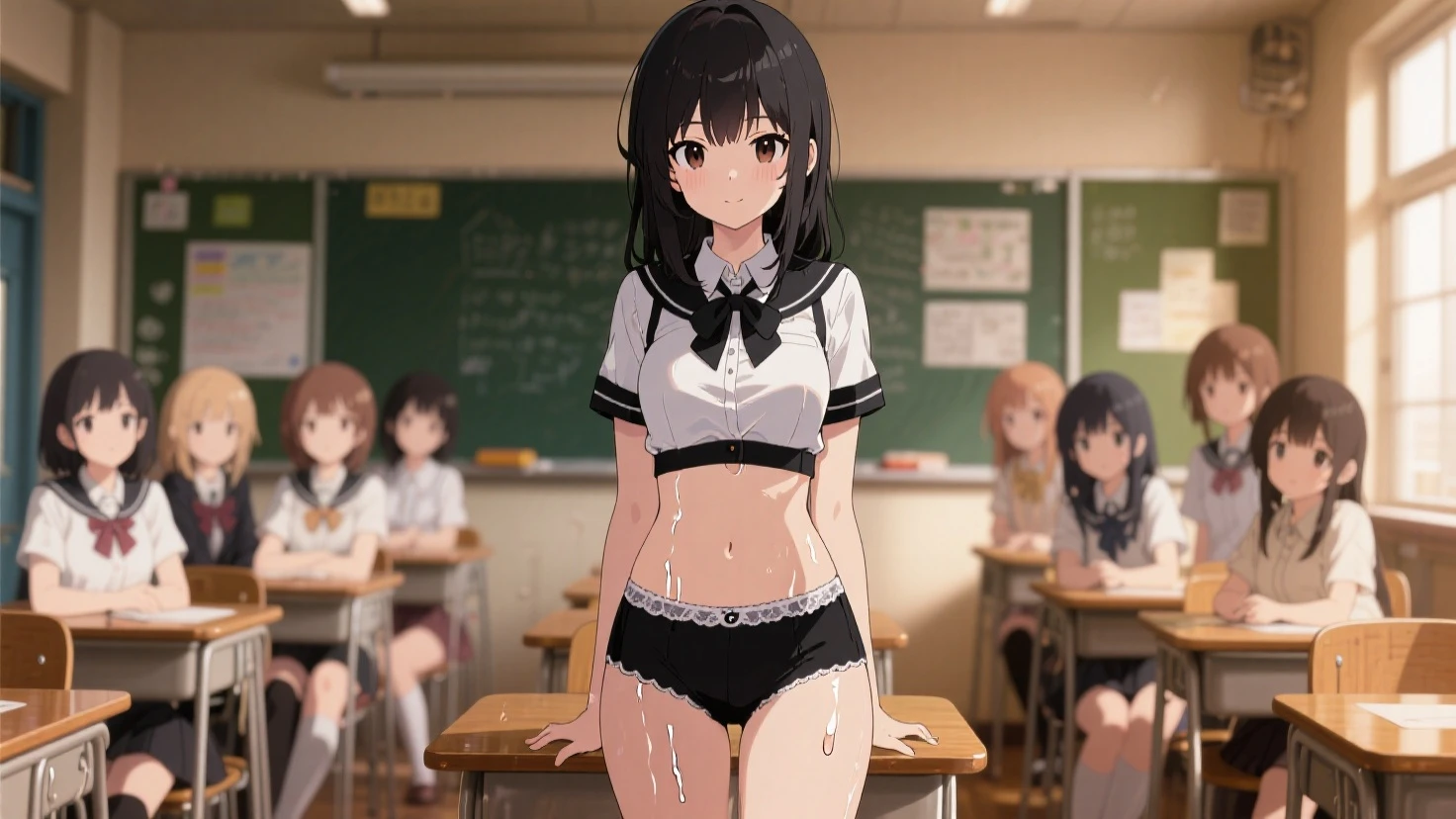 Highest quality,masterpiece,nude,Black Hair,Nipples,Published recordings,AV shooting,Pussy,Break time,High school gymnasium,Being talked to by male students,Beauty,Super popular porn actress,Trimmed pubic hair