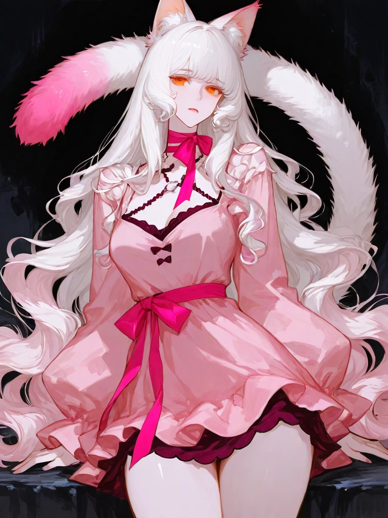 Curvy massive breasts Fullbody Anime girl with bunny ears pink hair pink eyes
