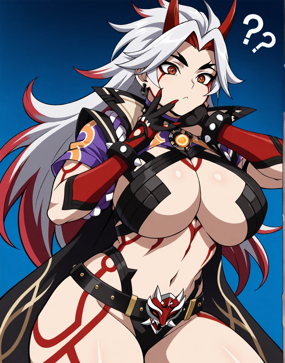 SilverAsh(Arknights),grey hair,animal ears,curvy body,wearing original clothes(torn off), holding a cane, big breast,big thighs, covered in blood,bruised,injured,gore,icy background,midnight setting,very nsfw, uncensored.