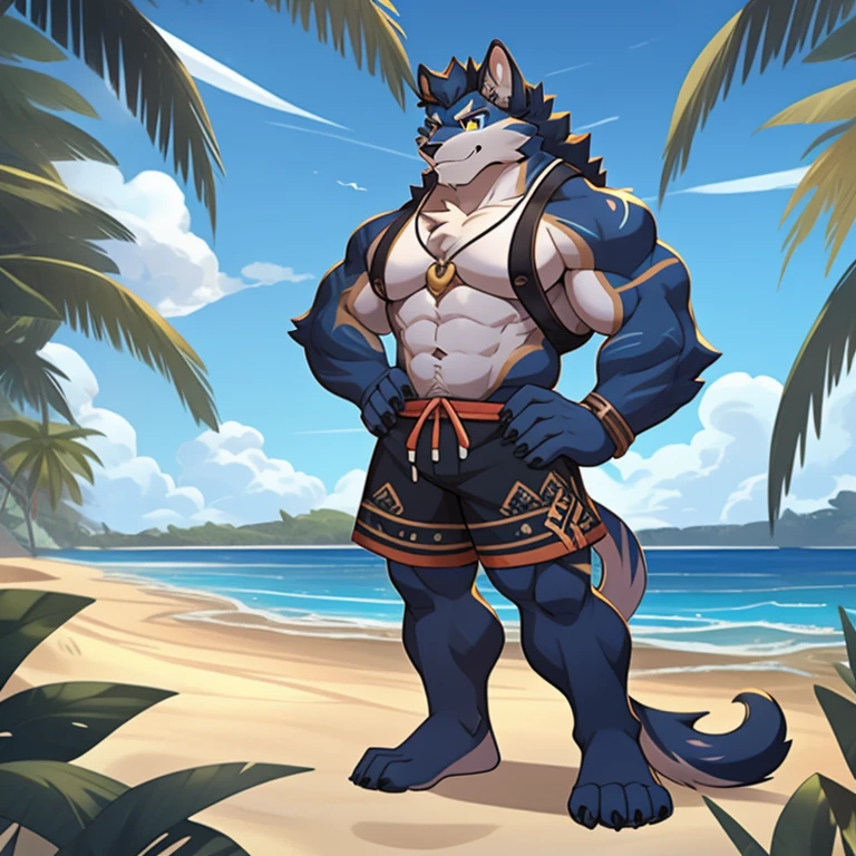 hi res,(((shark, finless shark))), (((not furry))), anthro, ((((((hair(head))))))), aqua blue eyes, ((((((( rokushaku fundoshi, ))))))), (((( female, muscular, muscular anthro, muscular female, slim, Skinny)))), female, muscular, muscular anthro, muscular female, slim, Skinny, tail, adults, mature, (((SFW))), ((((((((solo)))))))), (((((((((((((female))))))))))))), standing with both legs closed, hands on hips, outside, plant, light blue body, sea, tree, (water), detailed background,by milkytiger1145,by takemoto arashi,by null-ghost, cold atmosphere, open smile, soft blue blush, single fin, ((((((((wearing white tshirts)))))))), ((((((muscular thighs, thick thighs, thick calves, wide hips, wide pelvis, curvy figure, volu\ptu\ous figure, both feet are close together., \hourglass \figure,, female body)))))), (((((golden accessory, many jewels and ornaments for the fundoshi, )))))