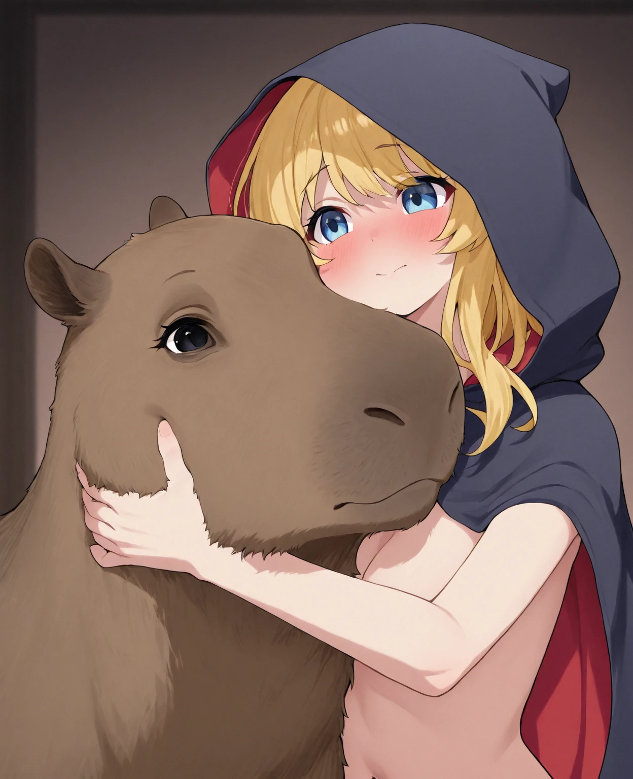 <lora:ClothesLiftSelfieV1:1><lora:capi-09:1>capybara,clothes lift,selfie,