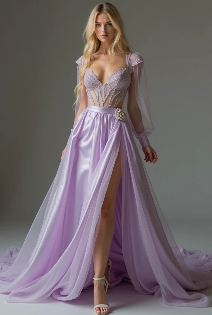 A sensual outfit based on the villain of the little mermaid, Vanesa, that has the colors lilac and purple in combination and that has a skirt 