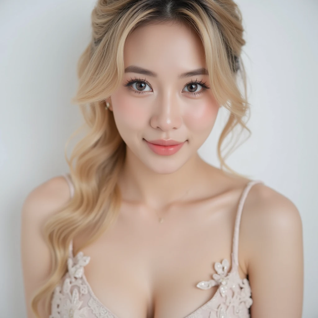 An unparalleled masterpiece, Ultra-realistic 8K CG, Perfect artwork, ((Image of a perfect woman)), Mature Woman, Tight waist, charm, clean, Beautiful Face, {Very delicate and beautiful girl} , 8k wallpaper, {{{masterpiece}} }, 1 Girl, bionde, blue eyes, American Drama「Charlie's Angels」、Long Hair, Red lips,double eyelid、I'Apply mascara、 alone, (Shiny skin),photo shoot on the beach、Wearing a red bikini、Pose like a model、The sea of Shikanoshima、early summer sea、