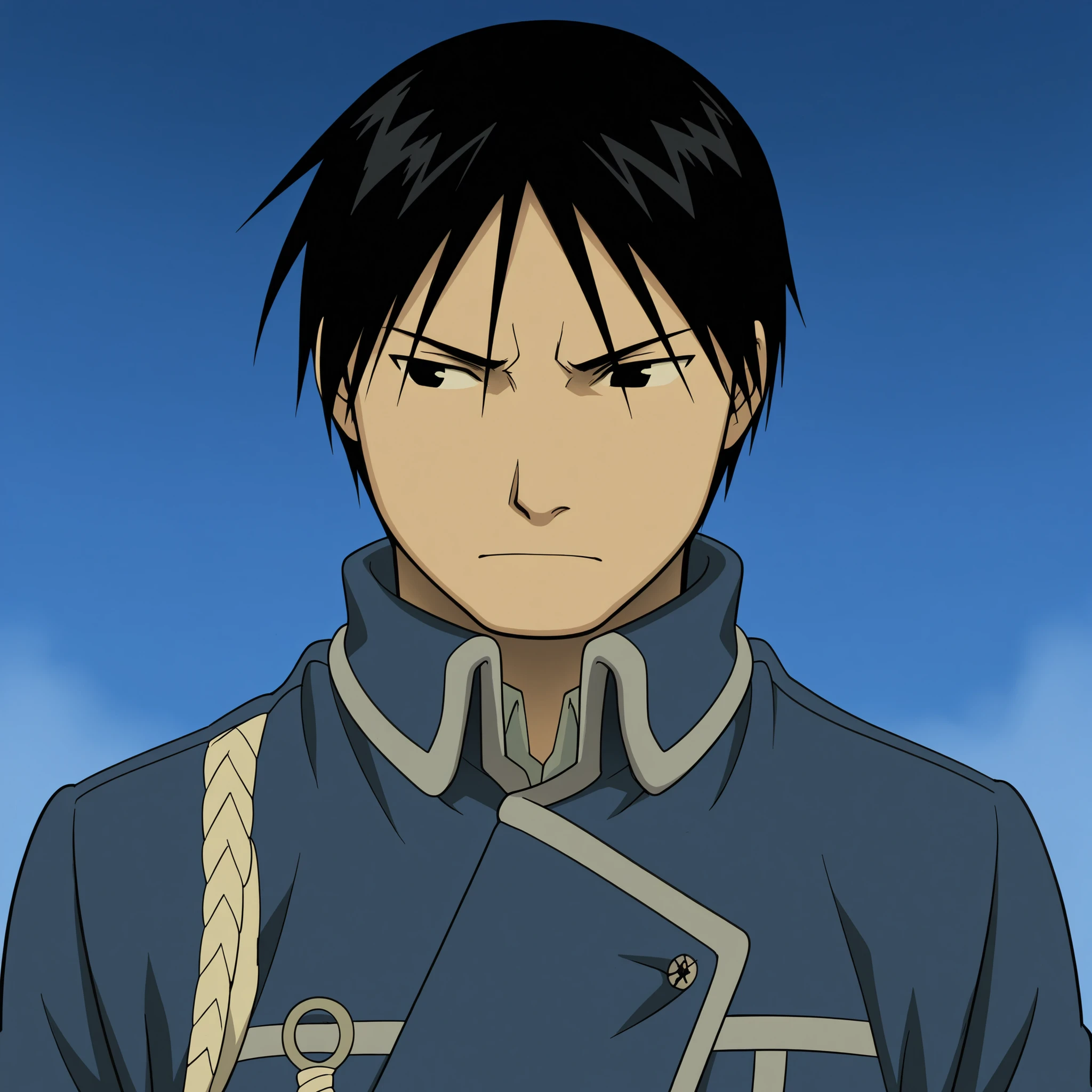 masterpiece, best quality, DisneyClassics disney roy_mustang, black hair, black eyes