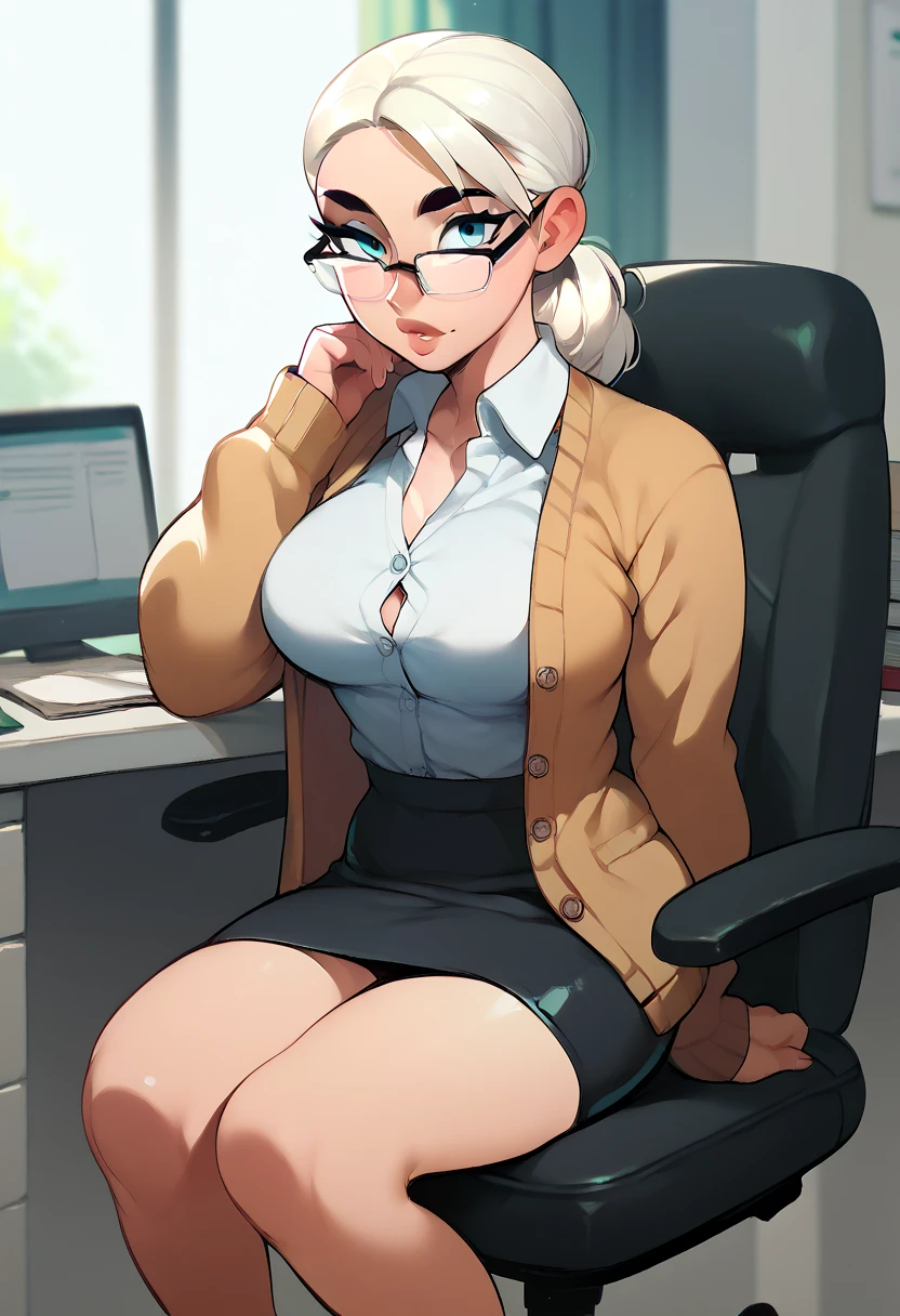 1girl, solo, detailed face, upper body, aishaclanclan, (slit pupils), cat girl, cat nose, fluffy, masterpiece),(best quality),highres,incredibly absurdres,absurdres,very_high resolution,original,intricate details,hyper detail,ultra-detailed,exquisite detailed,extremely delicate,illustration, (1girl),(solo),solo_focus, looking at viewer,mature female, sharp_eyelid,eyeliner,eyelashes,eyeshadow, lipgloss, lips, high_nose,,glossy skin,pale skin,shiny skin,medium_breasts,perky_breasts,(full body),long legs,crossed legs, jewelry,pantyhose, earrings, feet, glasses, necklace, no shoes, long hair, formal, pencil skirt, suit, brown eyes, chair, white turtleneck sweater,smile, lanyard, long sleeves,bare thighs, large breasts, closed mouth, sitting on desk,office lady,desk,indoors,office,cubicle,plant,bank,computer,laptop, <lora:aishaclanclan:1>, 1girl, solo, long_hair, looking_at_viewer, thighhighs, bow, bound,
