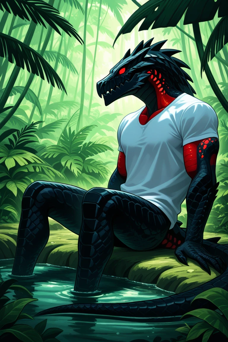 solo, girl, (slim, abs), (female anthro shark):1.3, body scales, white belly, (laying on back):1.3, (kemono:1.4)
((small tiny black thong) (red pattern:1.2)), 
detailed eyes, shark fin, ((body portrait)), 
, (detailed eyes, green eyes, glowing eyes):1.1,
(outdoors:1.35),   forest, candle, night, (particles ,firefly, blue glowing):1.3, 
detailed background, photorealistic, realistic hands, 8k HD,
(dark shadows, wide dynamic range, hdr, low light:1.2),
by (by Pino Daeni, (by ruaidri), (by virtyalfobo), (by Kenket).