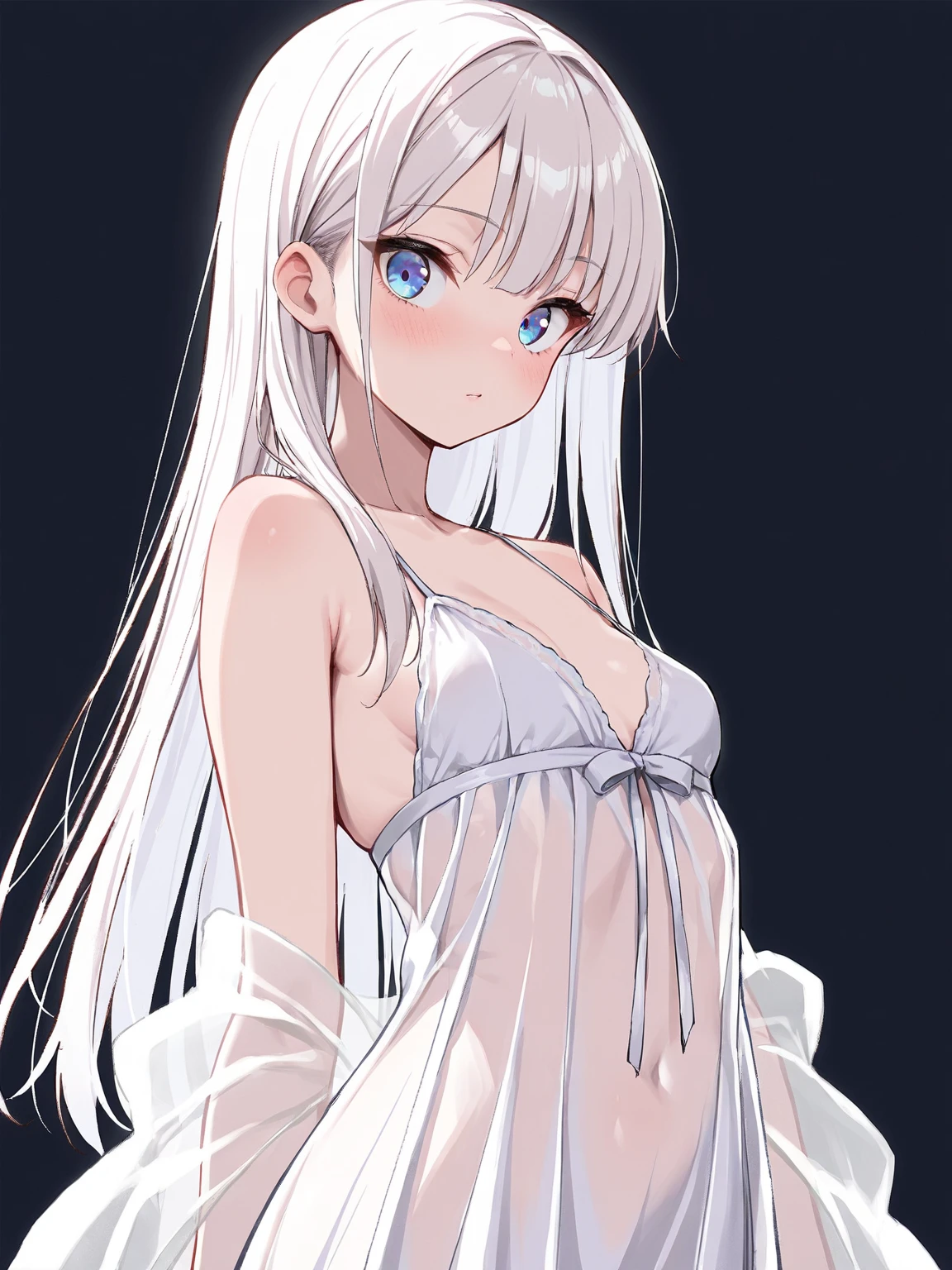 1girl in、Underwear、cute little、Upper body portrait、white hair、Cat's ears、