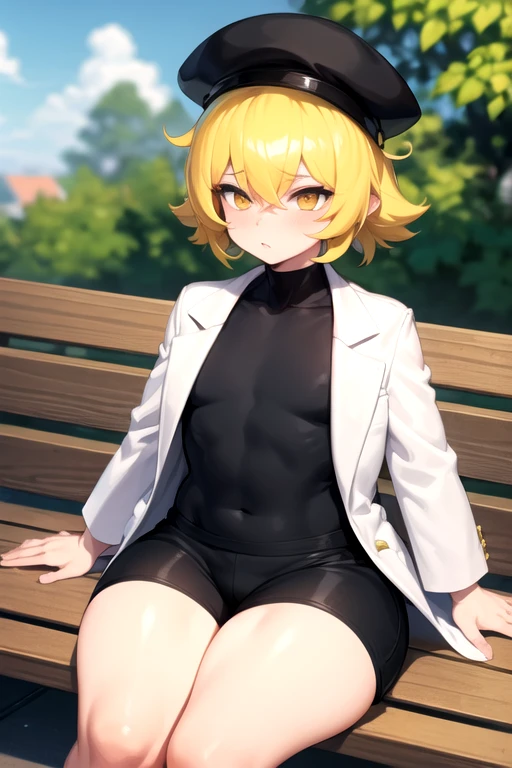 chiquita, <lora:Small-15:0.65>,exercising in a park in a tight legging,torn legging,thick thighs,small penis,((1boy))