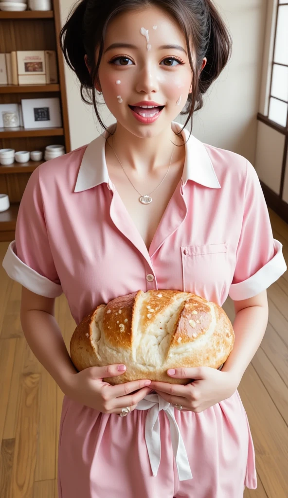 (((Low - Angle:1.4)))、((One hand raised))、((She is wearing a colorful and pop blouse and apron.)),(;have big bread))、(((Spread your legs:1.4)))、,(((beautiful armpits:1.2)))、High resolution、Bakery、、smile、Finished as in the picture、white and beautiful skin、Focus on small breasts、((beautiful５This finger))、Bakeryの制服を着ています、最high quality、High resolution、Very detailed、masterpiece、Live Shooting:2、Genuine:2、photoGenuineistic:2、very delicate and beautiful、Fine details、Textured skin、Full Shot、、(beautiful face:2)、hot pants、Putting on makeup、Perfectly balanced legs:1.5), Looking at the camera, Angle from above, (((hot pants))), High resolution、未来のBakery、Delicious bread that women will love、Looking at the camera、smile、Finished as in the picture、、(((I have a big loaf of bread)))、(((cute smile)))、((((Eat delicious bread)))))、((I love bread))、(front focus piece:1.3), 
、Cute Apron、Rainbow Apron、Bakeryの制服を着ています、明るすぎるNatural light、Shining sunlight、最high qualityのディテール, Japanese Girls,1 girl, 8K, RAW Photos, 最high quality, Ticker:1.2, Very detailedなRAWカラー写真, Professional photos, (reality, photoGenuineisticです:1.37), (Very detailedな皮膚:1.2), 超High resolutionな, (Lenz 50mm),,絶妙にFine grain,Look at the person watching,Pretty face, Just Mile:1.05),Wide Hips,Straight hair,,Light pink inner color、 white and fine skin、(Very detailedな8K cg:1.2), (hyper Genuineistic:1.35), (photoGenuineisticです:1.45), (reality:1.4), 

(背景はBakery:1.1)、Sexy upward glance, 、Very detailed、masterpiece、最high quality、Ultra-high resolution energy A、8KのHigh resolutionにより、Transparency as shown in the photo、Fine grain、Expression of gradation、Perfect anatomical figure ,hard disk、Ticker (English) 、 Nikon Z9 80mm Lens ,、明るすぎるNatural light、Shining sunlight、、Ultra slim body、Slender model figure、beautiful姿勢、, 最high quality, 8K, RAW Photos, Confused, Award-winning portraits, shy smile, shy smile, , Delicate girl,, Digital SLR, View your viewers, Frank, Sophisticated, Thin arms, Professional Lighting, Film Grain, chromatic aberration, (Fine grainと顔:1.0), Live Shooting、(((A portrait of extreme beauty)))、((Glowing Skin))、1 girl、16 year old beauirl from Prague、Bright expression、((Platinum Blonde Hair))、[Big blue eyes that sparkle like jewels]、Shiny skin、silky super long Straight hair、eyeliner、beautiful前髪、Hair around the eyes、最high quality、Very detailed、Film Light、Intricate details、High resolution、Very detailed))、Detailed Background、8KUHD、Digital SLR、Soft Light、high quality、Film Grain、Fujifilm XT3 、Shallow depth of field、Natural light、(((Spread your legs:1.4)))、Pieces fly、High resolution、Bakery、16-year-old girl、smile、he picture、white and beautiful skin、Focus on small breasts、最high quality、High resolution、Very detailed、masterpiece、Live Shooting:2、、neon hair clip,masterpiece、最high quality、
One girl,Ives Girl,beautiful照明,(((Anyone can see the D logo.:9)))
