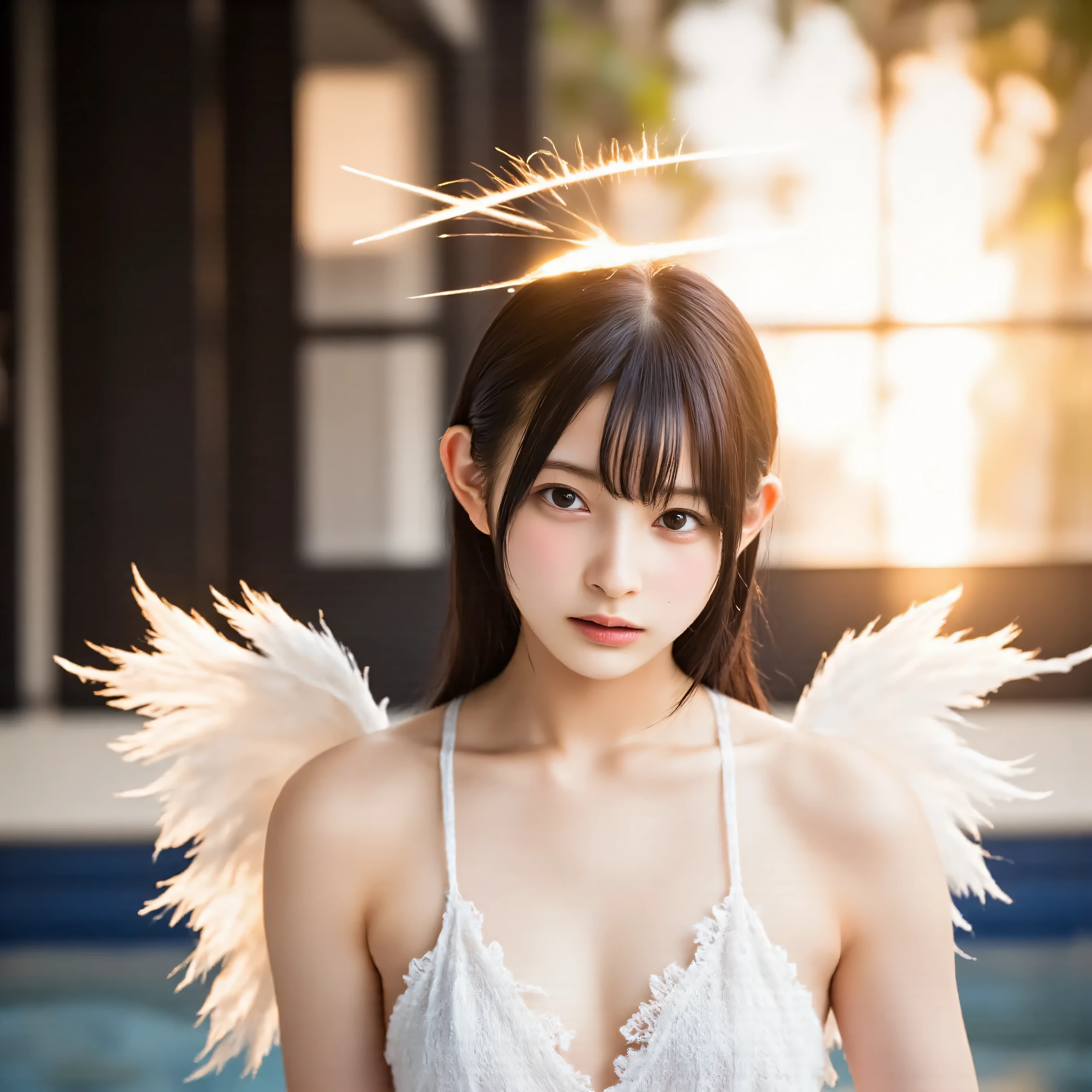 RAW photo, from below, (Kpop idol), beautiful face, (aegyo sal:1), (naked:1.6), (feather headdress), (facial tattoo), (sitting in front of an Indian teepee at night), (The starry sky is sparkling) , (campfire burning), (((solo))),
((topless)), (Indian skirt), (beautiful_face:1.5), normal breast, a knowing smile,
detailed eyes, (high detailed skin:1.2), detailed background,