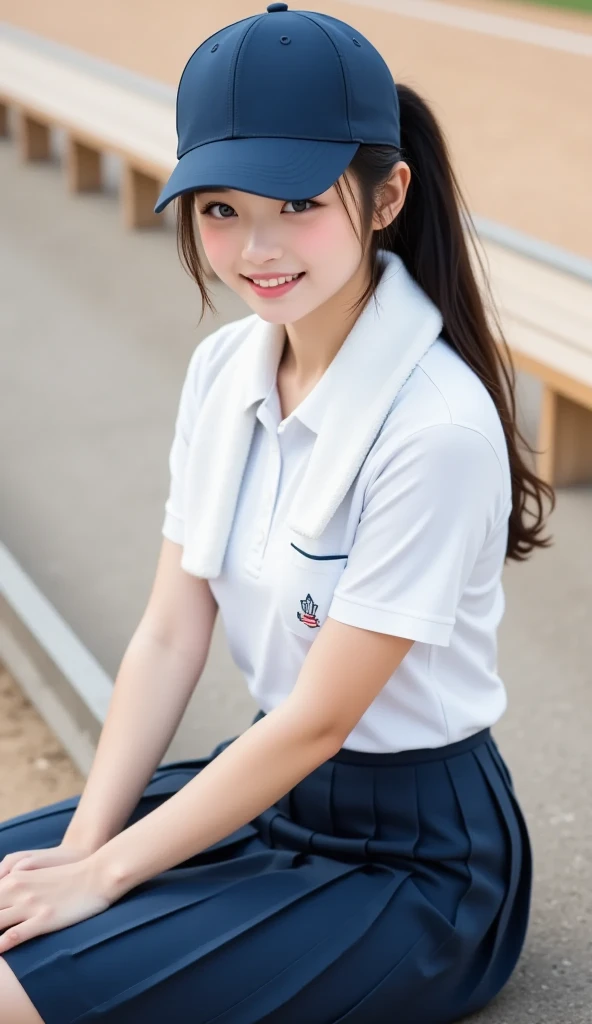 ((View from below:1.3))、(Cute profile)、(no-bra)、(Highly detailed beautiful face of one young girl), Great look and best quality:1.4), (Ultra-detailed), (8k wallpaper), Highly detailed, High-definition raw color photos, Professional Photography, Realistic portrait, Amazing face and eyes, Brown eyes, ((( cheering uniform)))、((Cheering uniform that is transparent with sweat.....:1.3)), ((a miniskirt:1.3))、in 8K、Detailed face of a very detailed beautiful girl、extremely detailed eye、highlydetailed skin、extremely detailed fingers、highly detailed nose、very detailed detailed mouth、Perfect Anatomy、细致背景、Detailed clothing、1 girl、(16:1.2)、sin years old、Cute little gitic body、((Realistic Beautiful Girl))、小柄、de pele branca、glistning skin、Slim body、((Messy short brown hair))、((nogizaka ))、((looking happy smile:1.2))、bangss: 1.5、kawaii faces、Lifelike face、Delicate eyes、Sauce order, sixteen years old, (ling))、(itting open legs)、Open your crotch、((raise your hands high and jump))、((When she jumps, Her skirt rises、The private part is displayed.....................))、((her shirt is rolled up, reveal her small breasts............)), depth of field-shot、(((Sky from below)))、3women、japanes、age19、(Take it off to your shoulders:1.3)、(Cheering seats in the stadium)、(beauitful face:1.5)、(Nothing is worn under the shirt)、((View from below:1.2))、(no-bra)、