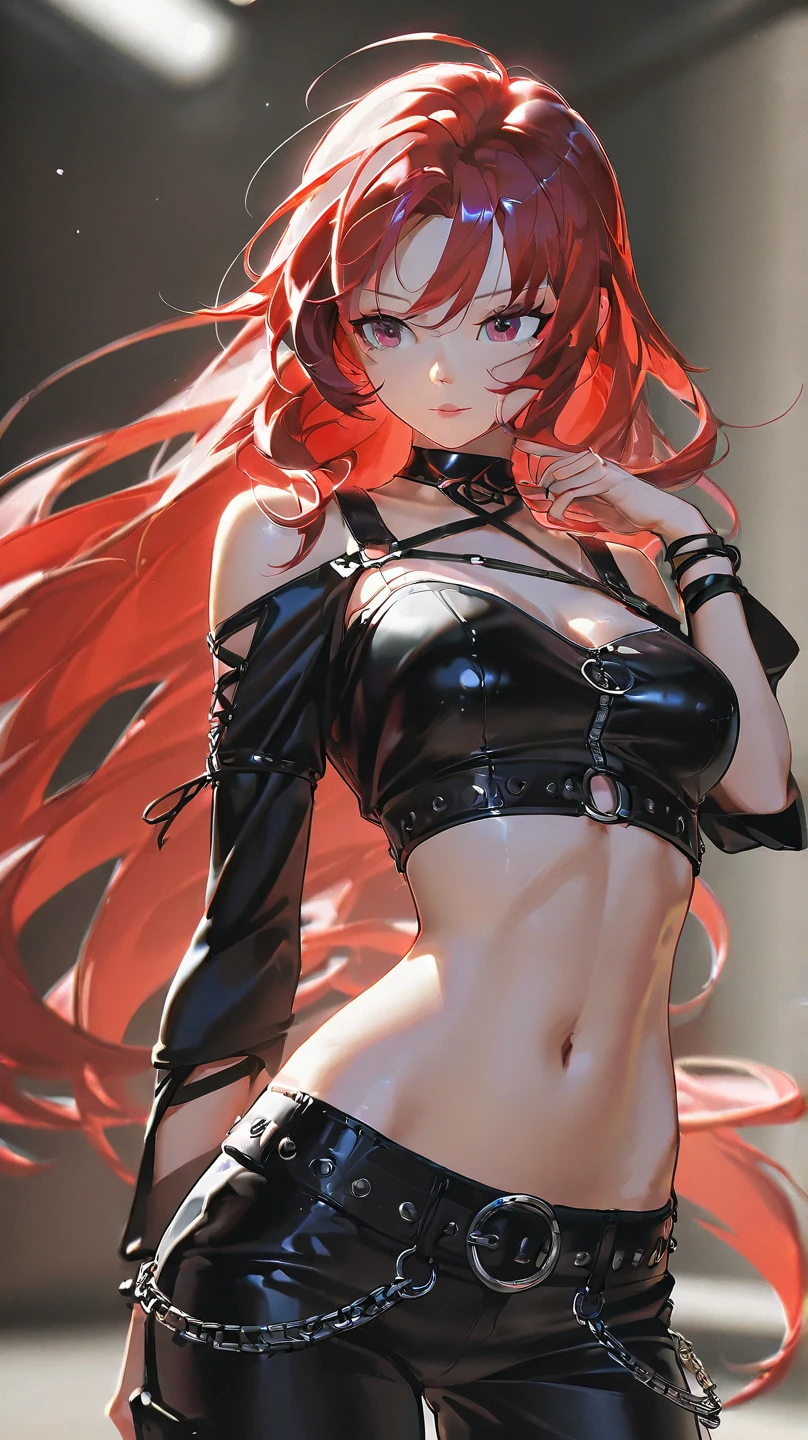 1 woman, red hair, wearing black nipple cover, masterpiece, best quality.