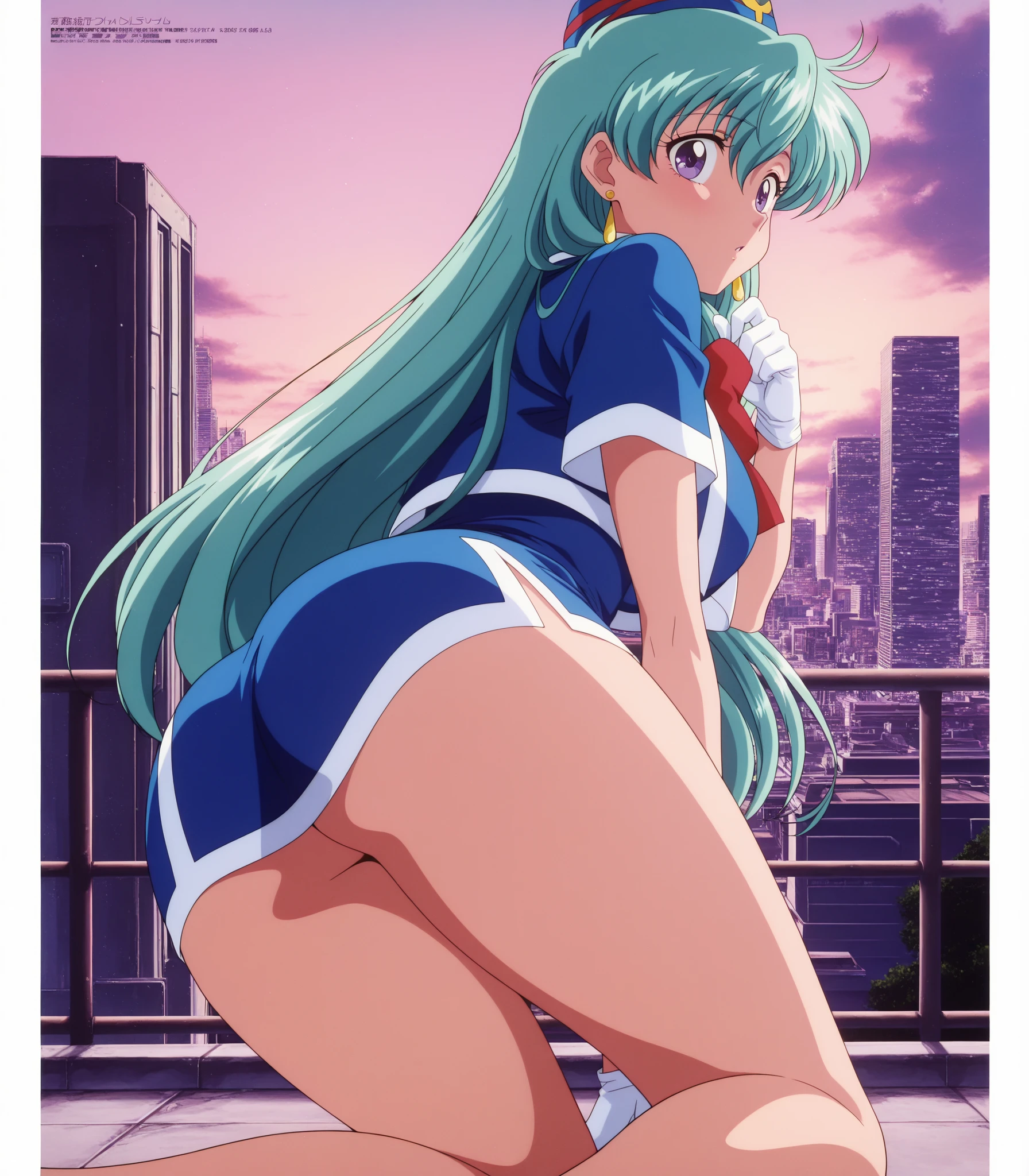 (masterpiece, Highest quality:1.2), Tiangong Gui, 1 girl, Lonely, Subtle blue hair color, mini skirt, squatting, white panties, pov