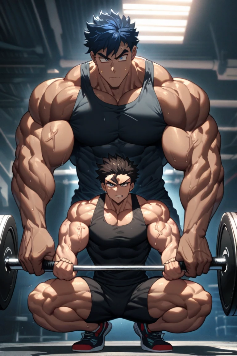 2boys,locker room,muscle size difference,male swimwear,soft shading,<lora:mbbbbb_try2:0.8>,tapered waist,