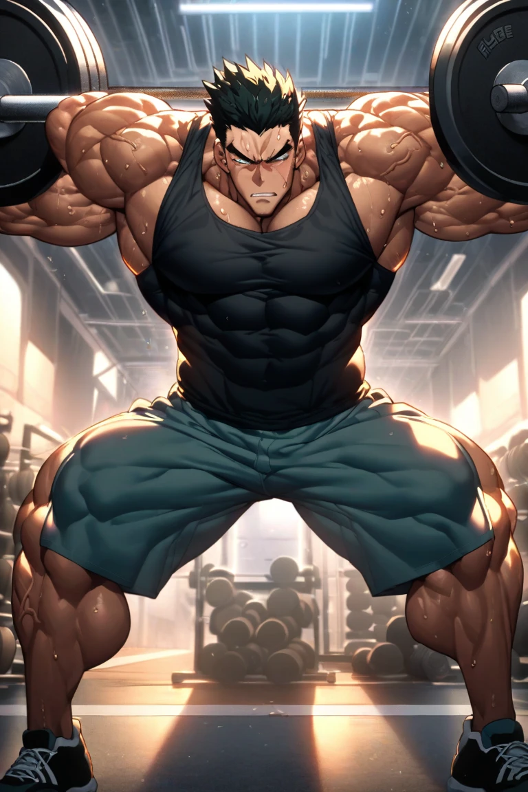 At this dawn,A bronze gym with its doors open,Sunlight pours in through huge glass windows,Mottled light and shadow。The warmth of the morning sun touches the bodybuilder's skin,Outlining his looming muscles。His muscles are like sculptures.,Tight and three-dimensional,Each line appears extremely clear under the reflection of light and shadow.。
In the gym,Mirror reflects the figure of a muscular man,Surrounded by fitness equipment scattered on the ground,The air smells of sweat and rubber。His deep outline,It appears more three-dimensional in the interweaving of light and shadow in space,It seems that every inch of skin is clinging to a powerful force。His every move is full of strength and vitality,The masculine breath is blowing,It's like an unstoppable force is surging in this enclosed space.。
His facial features are handsome,Although not contrived,But it appears more profound and charming in the light and shadow。His temperament is fascinating,Unassuming,But naturally exudes a kind of confidence in controlling the situation。Each muscle texture is delicate and vivid,It seems like a work carefully carved by an artist.。Dynamic steps,With the breeze blowing,It matches his muscular physique,The whole scene is like a work full of powerful aesthetics.,The style is both classical and rigorous,Modern and dynamic。