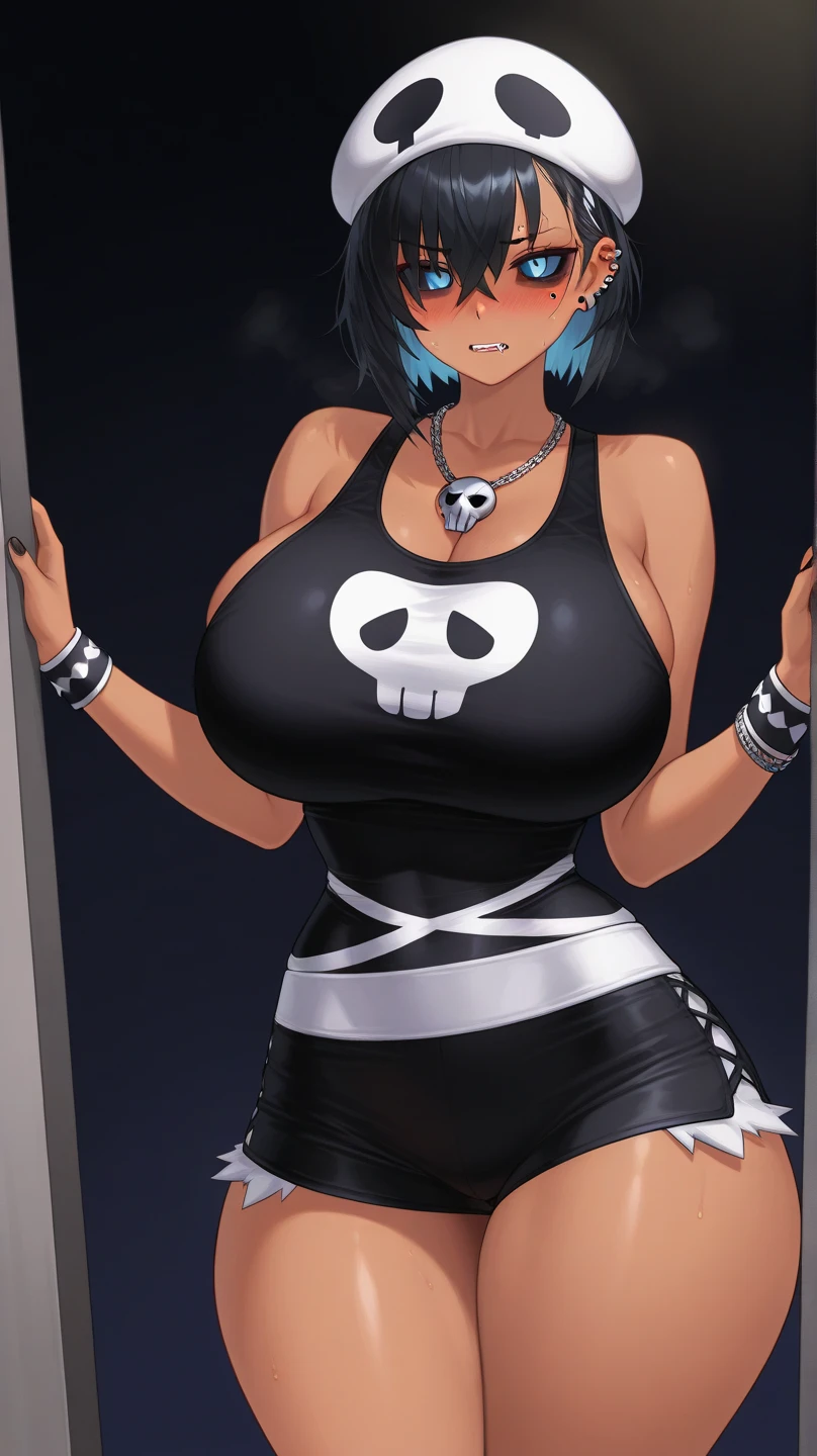 Slime girl, (slime), Slime hair Double buns hair style, Pumpkin Orange, weapon belt, Masterpiece, Best Quality, gigantic breasts, slime girl, slime girl, purple hair, lavender hair, yellow clothes, weapon belt around waistline, rifle, long rifle, exposed yellow bra