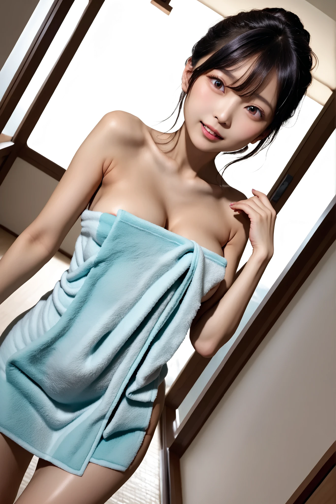 , score_9 , score_8_up , score_7_up ,
, (anatomically accurate) , Japanese woman,beautiful girl, cute ,Kind Face, full body shot ,angle from below repeatedly calling Iku,House hallway,A discreet and smart eXpression ,( naked towel:1.4),( white towel:1.2),(Fluffy towel:1.7),Falling bath towels , surprise,impatience,,embarrassing,Realistic 4K Illustrations,High Quality,EXtremely Tight,bright color, {{X}} ,natural light,Studio Lights,realistic,a refined composition,Similar to Bokeh Effects,Honokana,うっとうしさとimpatienceの込み上げる表情,areola slip,nsfw