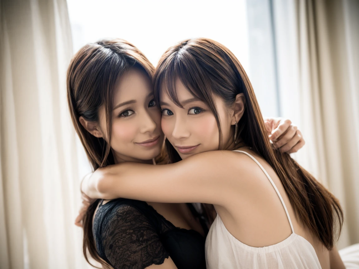 "Capture moments of passion and intimacy: Two Women, I love you deeply, Hold me tight, Exchanging passionate kisses."