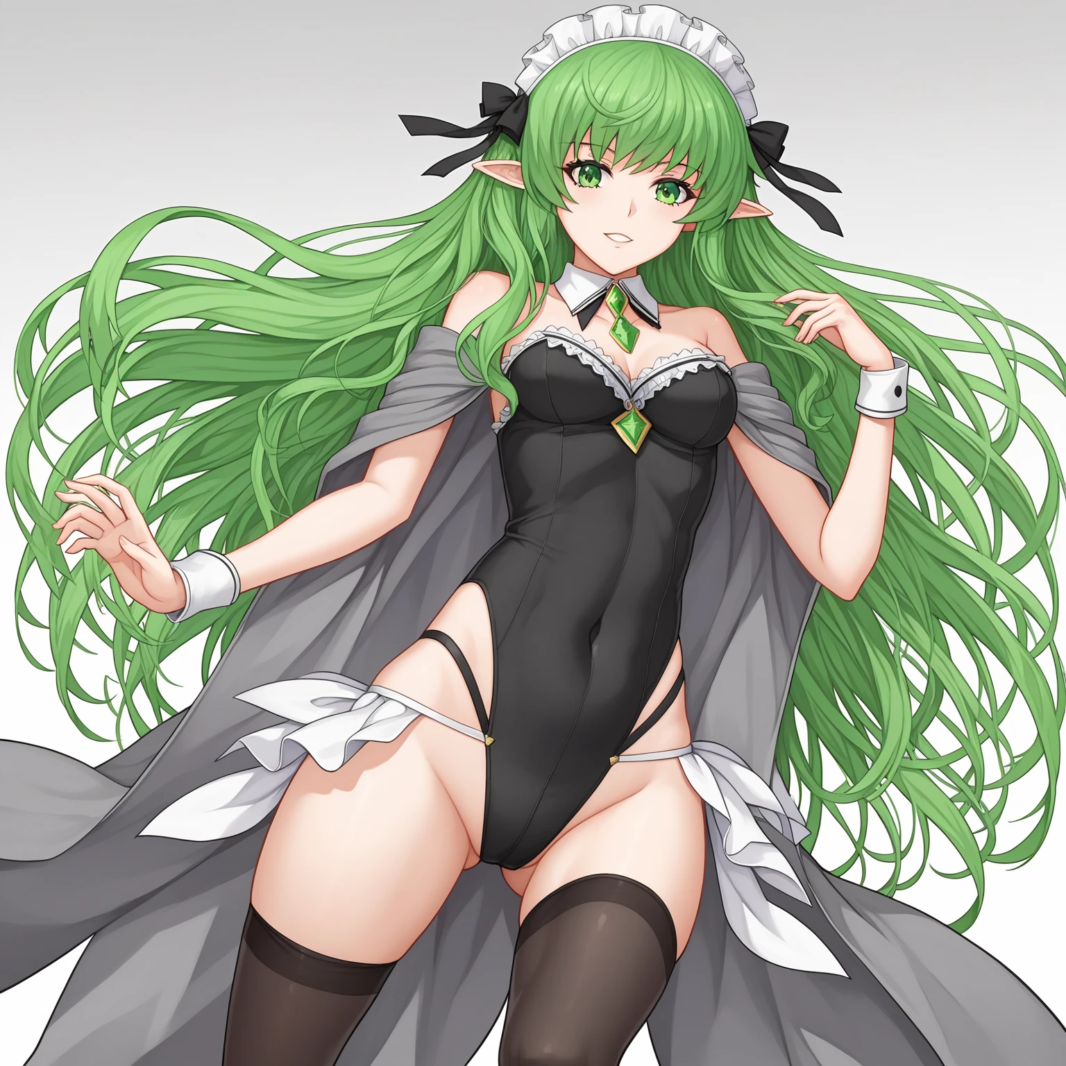 masterpiece, best quality, 4k, 1girl, solo, beige hair, light green hair, pale green hair long hair, open forehead, purple eyes, small breasts, oni girl, oni horns, serious, neutral, white one piece dress, medieval fashion, standing, arms behind back, looking at viewer, white background, simple background, transparent background