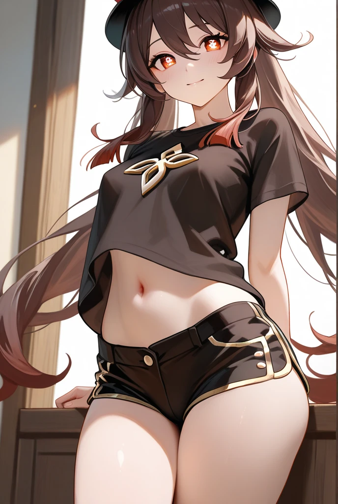 (highest quality, 4k, High resolution, masterpiece:1.2), Super detailed, (anime style, photorealistic:1.37), cinematic light, Bright colors and mesmerizing effects, Soft and delicate lighting, gentle shine, Beautiful and gentle atmosphere throughout the scene, (1girl:1.5), joven, (Cara finamente detallada:1.4, Ropa detallada), (Detallado:1.4) named (Eimi Fukada:1.1) BREAK Cara hermosa, Profundidad de campo, Agregar capa, (27 years old:1.5), Modelo de cuerpo perfecto, senos perfectos, 175cm de altura, pose sexy, full body, cuerpo completo, Tipo de cuerpo del modelo, BREAK (tight crop top, mini short:1.4), (Cabello largo:1.3), (brunette:1.1), dark brown hair, doble parpado, (reddish brown eyes:1.5) BREAK blush, long hair, nijistyle, smile, cute cat ears, barefoot, (Feet Focus:1.5), View your viewers, Sitting, laughing happily