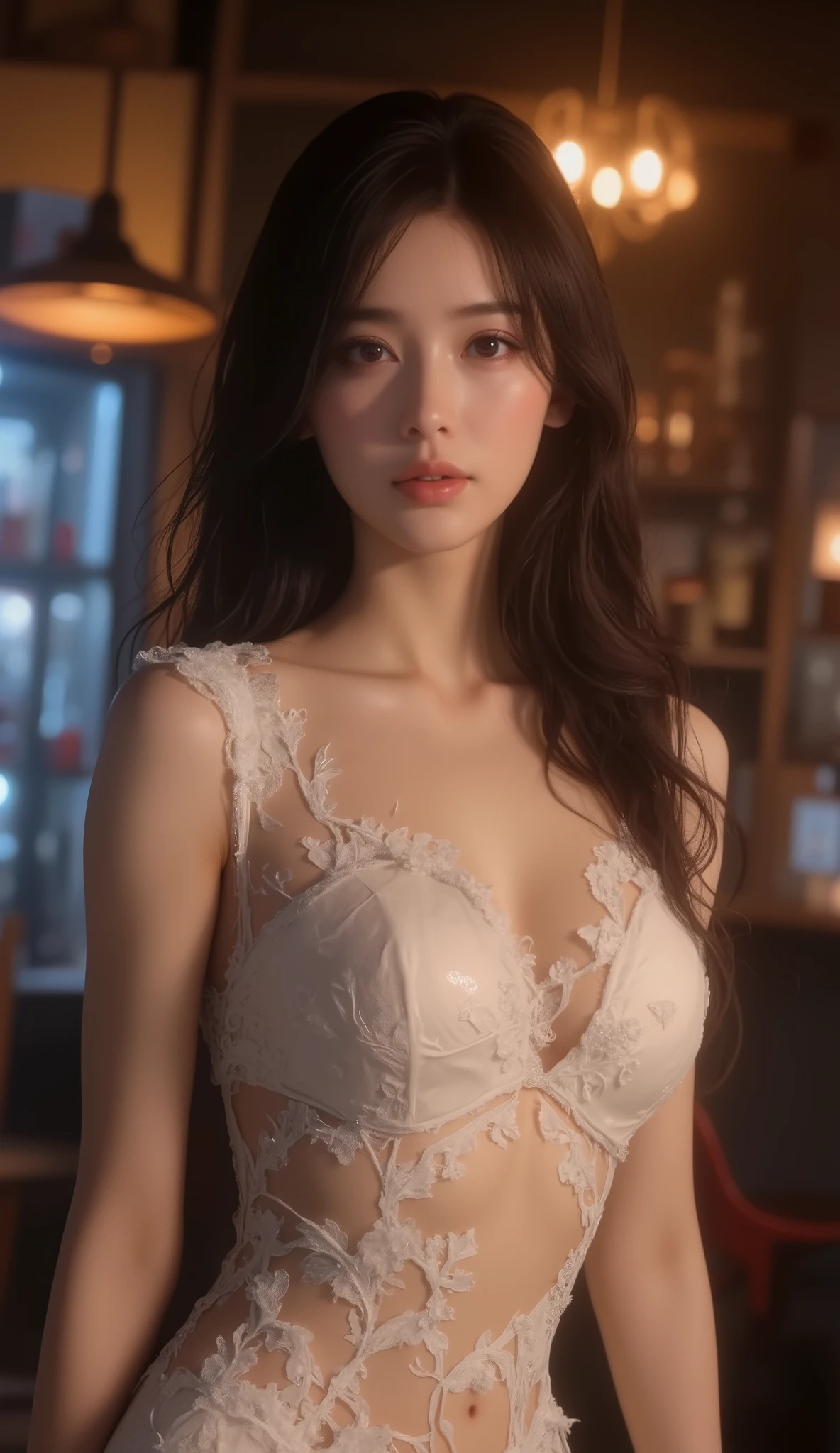 (masterpiece, best quality, absurdres, 4k, 8k, UHD, HDR) 22 years old young girl, most beautiful, perfect body figure, bath robe, off shoulder, cleavage, best composition and proportion,