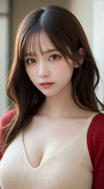 table top, highest quality, figure, Super detailed, finely, High resolution, 8k wallpaper, Perfect dynamic composition figure, detailed and beautiful eyes,  natural lip, sexy knit dress ,  cleavage, random sexy pose, full body