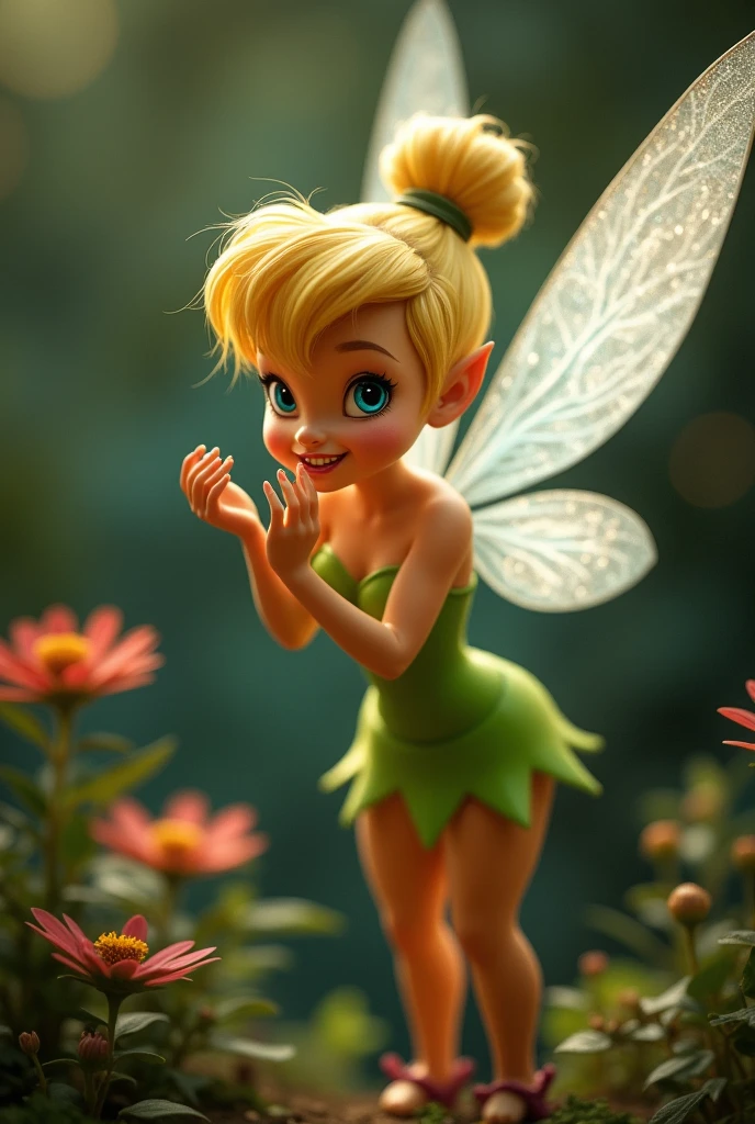 ((best quality)), ((masterpiece)) Tinker bell opens her mouth wide showing you her uvula and super thick slimy and very meaty Tongue with a sensual expression on her face (photorealistic tongue)
