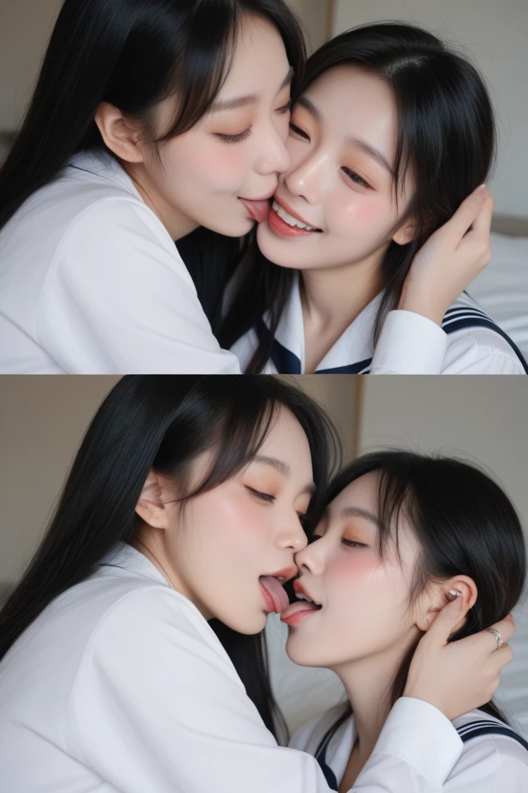 reversed gangbang, two girls sucking a cock, hetero, 1boy, lick penis, fellatio, uncensored, solo focus, close-up, facial, nsfw, 2girls, nude, schoolgirls, ((sex scene)), cum, cum on face, (masterpiece: 1.4), (8K, realistic, raw photo, best quality: 1.4), Japanese girl, beautiful cute face, (real face: 1.4), beautiful hairstyle, realistic brown eyes, beautiful detail eyes, (real skin: 1.3), beautiful skin, attractive, ultra high resolution, illustration, ultra realistic, school uniform, short black hair