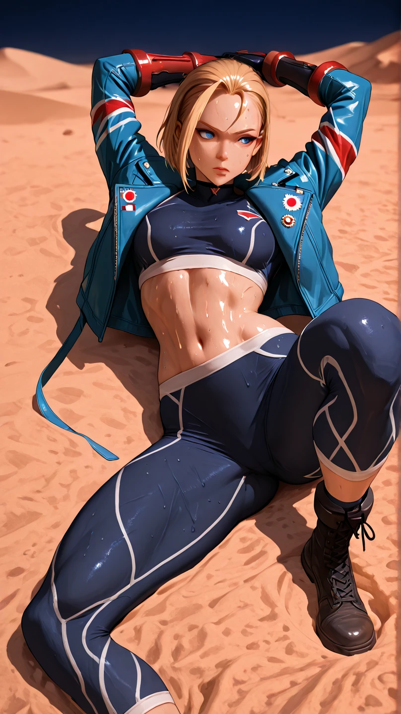 Cammy SF, pants, pants, Jacket, often play sports, short hair, lying on bed, highest quality, masterpiece, High resolution,view audience,glare, 1boy, pov, missionary, pov chest