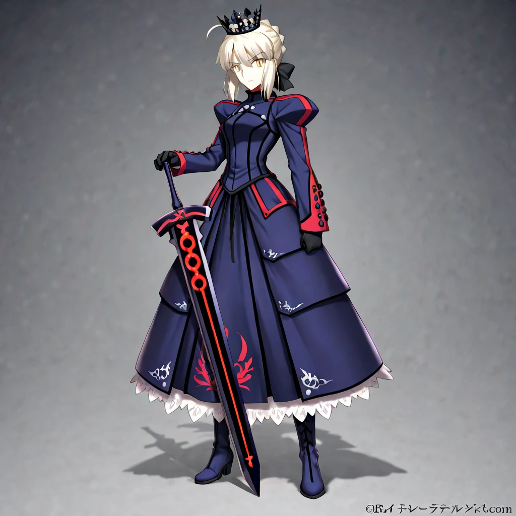 anime girl in a black dress holding a sword in front of a red background, anime style like fate/stay night, fate / stay night, fate grand order, fate/zero, fate zero, fate stay night, gothic maiden anime girl, anime girl wearing a black dress, gapmoe yandere grimdark, artoria pendragon, inspired by Li Chevalier