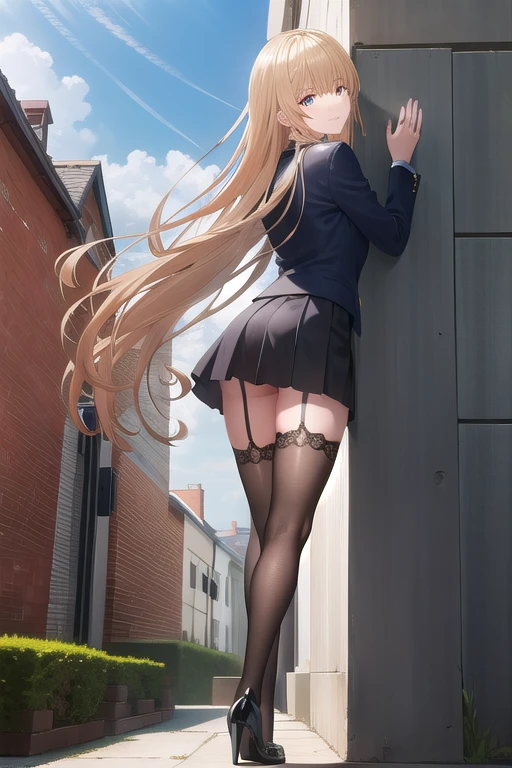 2d,masterpiece,best quality,anime,highly detailed face,highly detailed eyes,highly detailed background,perfect lighting,full body,1 girl,solo,nene_official,bear ears,paw gloves,two sides up,corset, cleavage cut, multicolored bow, white stockings, dynamic pose, smile, forest 1girl black necktie, black pantyhose, blush, braid, braided ponytail, chainsaw man, closed mouth, from behind, highres, long hair, looking at viewer, looking back, necktie, panties, panties under pantyhose, white panties, pantyhose, ringed eyes, shirt, solo, thighband pantyhose, underwear, white shirt, small ass,