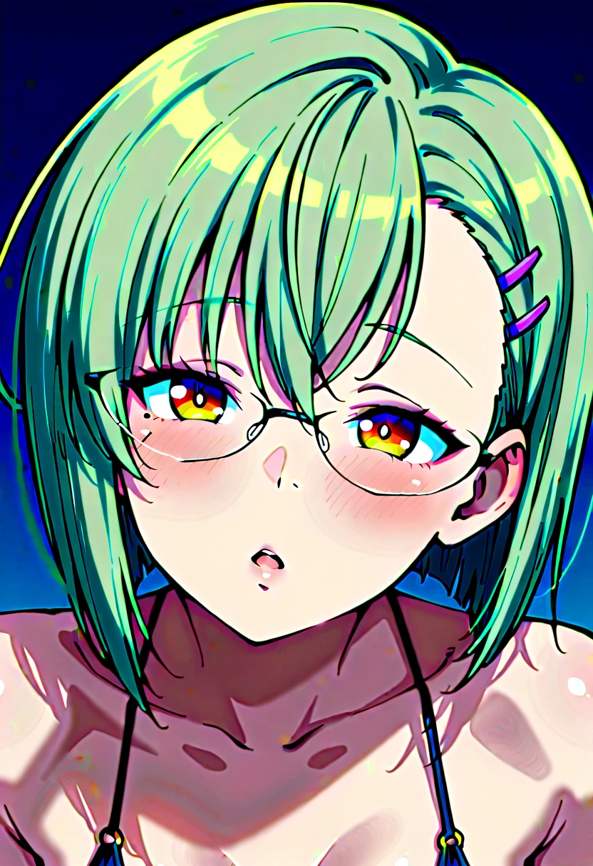 himeno, himeno(Chainsaw Man), 1girl 1boy, mature female, mature, Adult, black hair, short hair, eyepatch, POV, purple briefs, erection, Tickle with fingernails, seductive smile, aroused, in heat, sweat, nsfw, Villains, jungle, Night, Dark, dramatic angle, unique perspective, unique angle, masterpiece, Top animation quality, Top image quality,