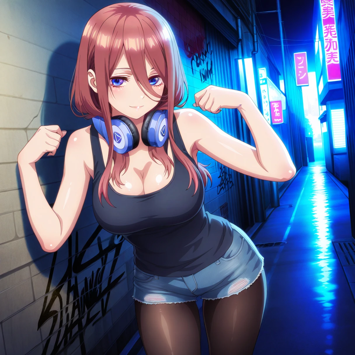 Mikunakano, Miku Nakano, Long Hair, bangs, blue eyes, Brown Hair, shirt, Hair between the eyes, Headphones,ponytail, smile, happy smile, smile, Open your mouth,Big Breasts,smile,Sweat,Wet Skin,Wet clothes,Sportswear,Bloomers,sneakers,whole bodyがイラストに入るように,running,Looking up from below,
break outdoors ,School,グラウンド
break looking at viewer, whole body,(Cowboy Shot:1. 5) ,
break (masterpiece:1.2), highest quality, High resolution, unity 8k wallpaper, (shape:0.8), (Beautiful details:1.6), Highly detailed face, Perfect lighting, Highly detailed CG, (Perfect hands, Perfect Anatomy),