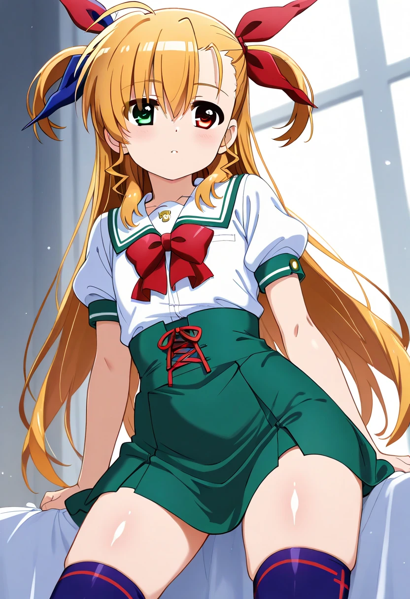 itsukinakano, itsuki nakano, bangs, blue eyes, hair between eyes, ahoge, red hair, star \(symbol\), hair ornament, star hair ornament,
BREAK skirt, shirt, school uniform, collarbone, white shirt, short sleeves, pleated skirt, socks, collared shirt, miniskirt, kneehighs, white socks, green skirt, sweater vest, red sweater vest,
BREAK indoors, school, classroom,
BREAK (masterpiece:1.2), best quality, high resolution, unity 8k wallpaper, (illustration:0.8), (beautiful detailed eyes:1.6), extremely detailed face, perfect lighting, extremely detailed CG, (perfect hands, perfect anatomy),white panties:1.5), (short, tiny, little:1.2), (spread legs, open legs, knee up:1.3), groin, perineum, leaning back, body tilt, shy, blush, embarrassed, arms behind body, cowboy shot, dutch angle