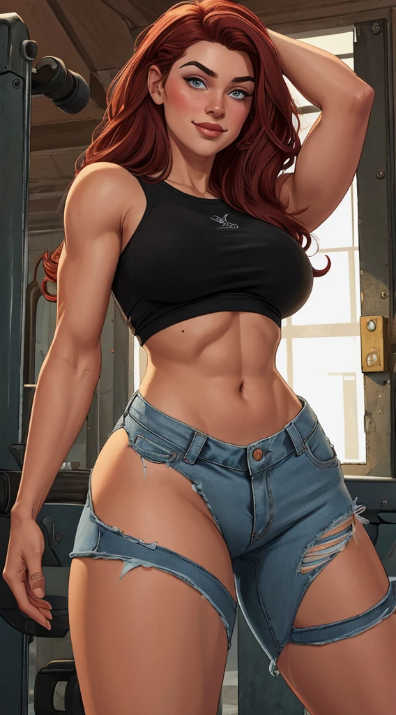 1 girl, beautiful, perfect lighting, muscular, thick thighs, mature woman, milf, navel, abdomen, looking at the viewer (masterpiece, high quality: 1.1), cowboy hat, freckles on body, barn, pale skin, red hair, braid, , short shorts, plaid shirt, skindentation, neckline, smile, thicc, cutesexyrobutts, cel-shaded art style, in fighter poses, highly detailed exquisite fanart, female protagonist ๐ :8, Commission for high resolution, fighter pose, full body commission for, high quality fanart, various pose, Cushart Kenz, King of Fighters character,1 girl, beautiful, perfect lighting, muscular, thick thighs, mature woman, milf, navel, abdomen, looking at the viewer (masterpiece, high quality: 1.1), cowboy hat, freckles on body, barn, pale skin, red hair, braid, , short shorts, plaid shirt, skindentation, neckline, smile, thicc, cutesexyrobutts, cel-shaded art style, in fighter poses, highly detailed exquisite fanart, female protagonist ๐ :8, Commission for high resolution, fighter pose, full body commission for, high quality fanart, various pose, Cushart Kenz, King of Fighters character,1 girl, beautiful, perfect lighting, muscular, thick thighs, mature woman, milf, navel, abdomen, looking at the viewer (masterpiece, high quality: 1.1), cowboy hat, freckles on body, barn, pale skin, red hair, braid, , short shorts, plaid shirt, skindentation, neckline, smile, thicc, cutesexyrobutts, cel-shaded art style, in fighter poses, highly detailed exquisite fanart, female protagonist ๐ :8, Commission for high resolution, fighter pose, full body commission for, high quality fanart, various pose, Cushart Kenz, King of Fighters character
