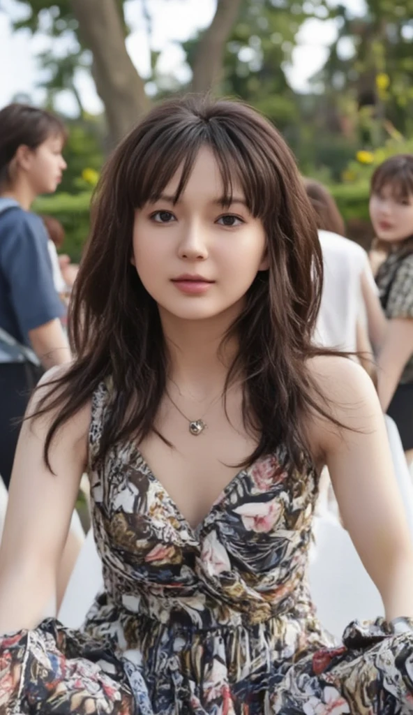 Close up portrait of woman in white vest and skirt, light milky white porcelain skin, smooth translucent white skin, A seductive anime girl, beautiful and seductive anime woman, ultrarealistic sweet bunny girl, pale porcelain white skin, Smooth and realistic perfect body, Anime girl cosplay, realistic shadow perfect body, guweiz masterpiece、(Nipple Covers)、(Choker Necklace)、(Platinum Jewelry)、(Lace-up costume)、(Sad expression)