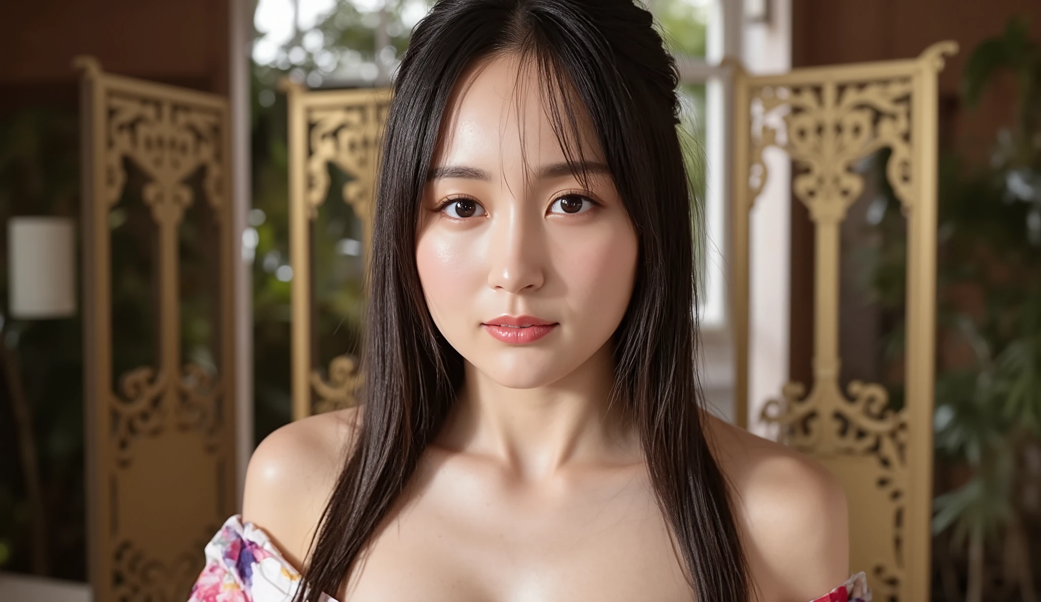 (((Top-Down Configuration:1.4))), ( Highest Quality:1.4), (Ultra High Definition:1.2), ( photorealistic:1.4), (16k, RAW photos :1.2), ( Portrait of male genitals showing shadows on their faces :1.3), professional lighting , Japanese Goddesses, By gravure 々, detailed face and skin texture, FineEye , Look at the camera , nsfw, beautiful eyes on my stomach, FineEye , beautiful face above the castle gate, detailed face, ((smile:1.3)), ( Highest Quality), growing skin , ( smooth lighting in a tropical car:1.2), ( Cinema Lighting:1.2), ( brown long hair ), (Bangs:1.4), (( off the shoulder :1.2)), (shoulder:1.2), ((Chest enhancement:1.7)), ( Big Breasts:1.4), ((Chest to Chest )), (( Black Striped Sweater:1.3)), ( bare thighs :1.4), ( white thighs :1.1), is sitting, seiza, ( lean forward ), (Hands on Needs), Slightly above 、huge nipples、exposing nipples,eyes, makes my eyes black and white