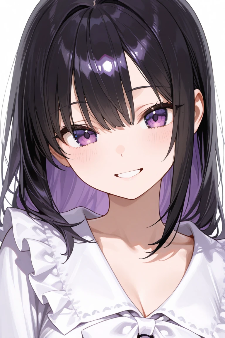 (best quality), (Super detailed), (Best Illustration), (masterpiece), score_9, score_8_up, score_7_up, (4k), anime style, nsfw, (1woman), (large breasts), blush, (sweat), fern, long hair, bangs, (purple eyes:1.1), purple hair, sidelocks, blunt bangs, (bright pupils:1.5), half updo,