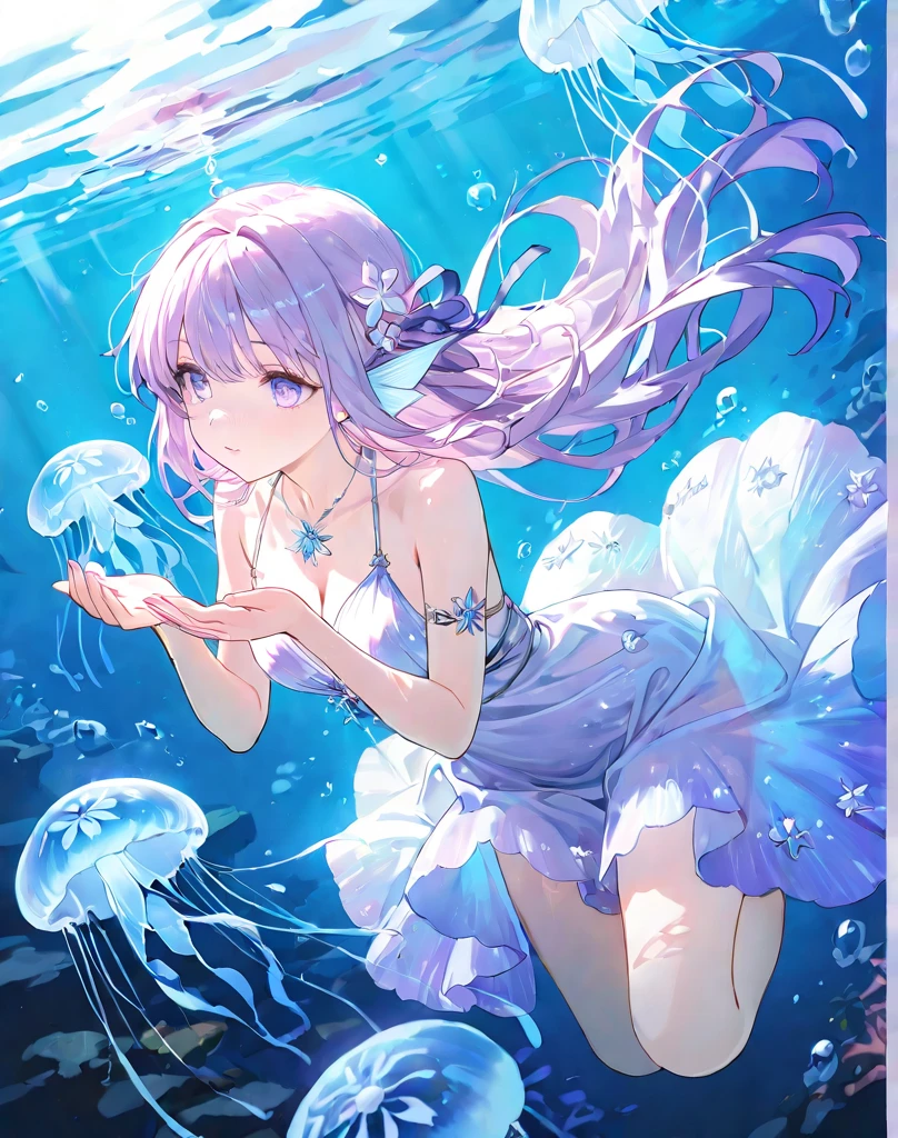 The body of a swimmer stretches diagonally、
The two hands are stretched out together、
The heart of a swimmer is as transparent as a jellyfish、
The eyes of the swimmers listen to the sound of the bells、
The soul of a swimmer sees the moon above the water。