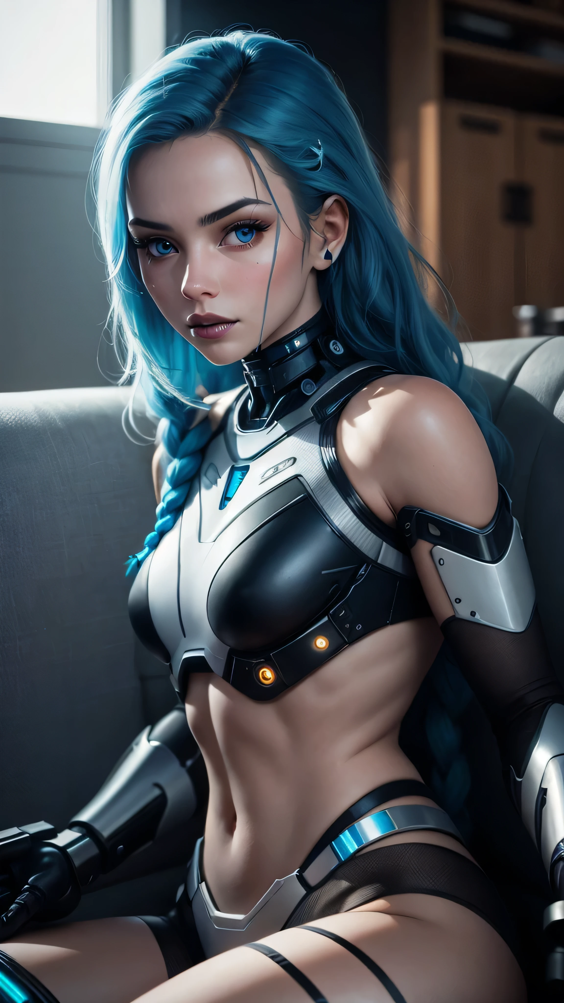 Algada woman with freckles and blue eyes standing in front of the wall, Realistic portrait of the film, 8K portrait rendering, Realistic face moody lighting, Hyperrealistic Cyberpunk Art 8K, Cyberpunk style Surreal, Soft portrait photo 8k, 8k realistic digital art, Cyberpunk style ， Surreal, realistic 4k digital art, realistic 4k digital art