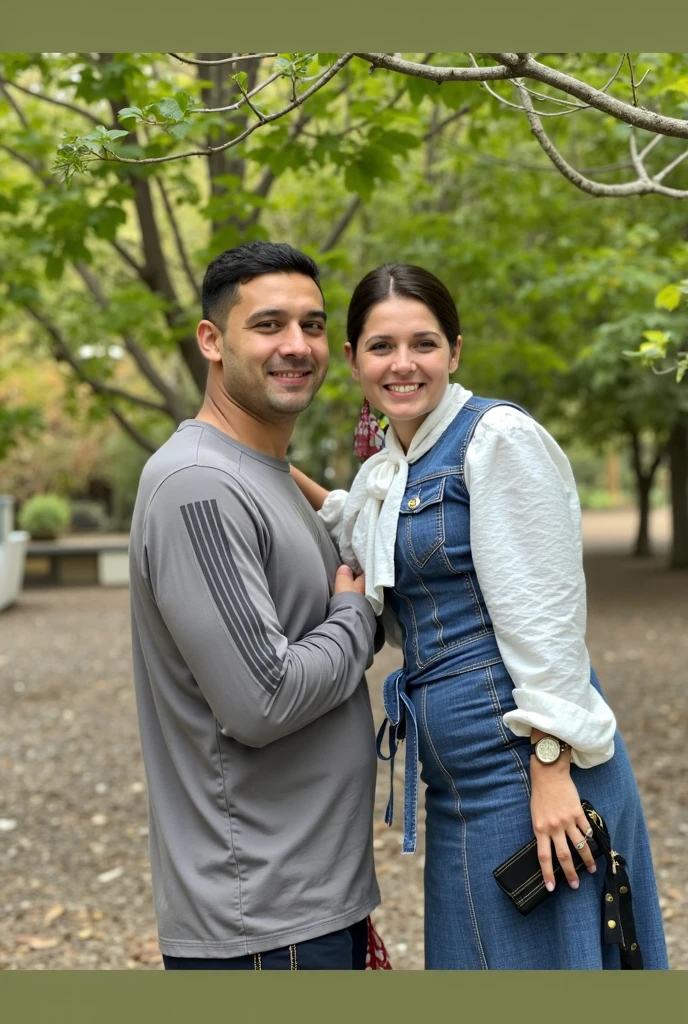 There are two people, a ((small-handed man)) and a woman, standing in front of a flower bush, portrait of two people, humanoids covered in flowers, mom and dad, couples portrait, color portrait, couple portrait, portrait of real life, flowers in the background, portrait photo, retouched