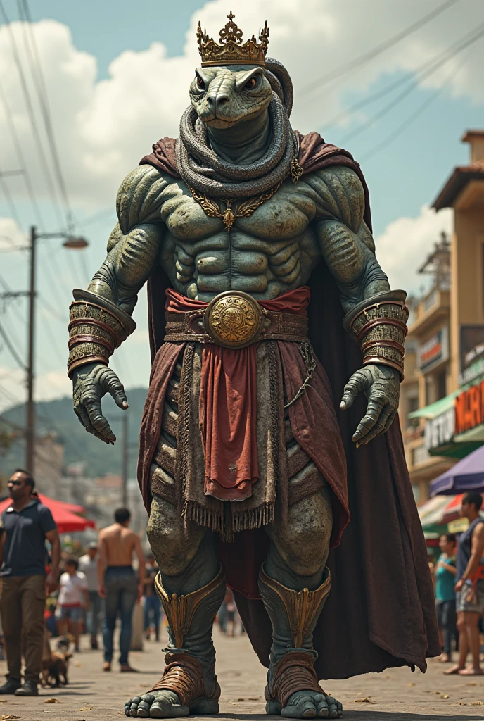 Dark-skinned man, hair made of long green snakes and green eyes, tall and strong body, wearing white clothes and a white mask covering his entire face, fantasy art