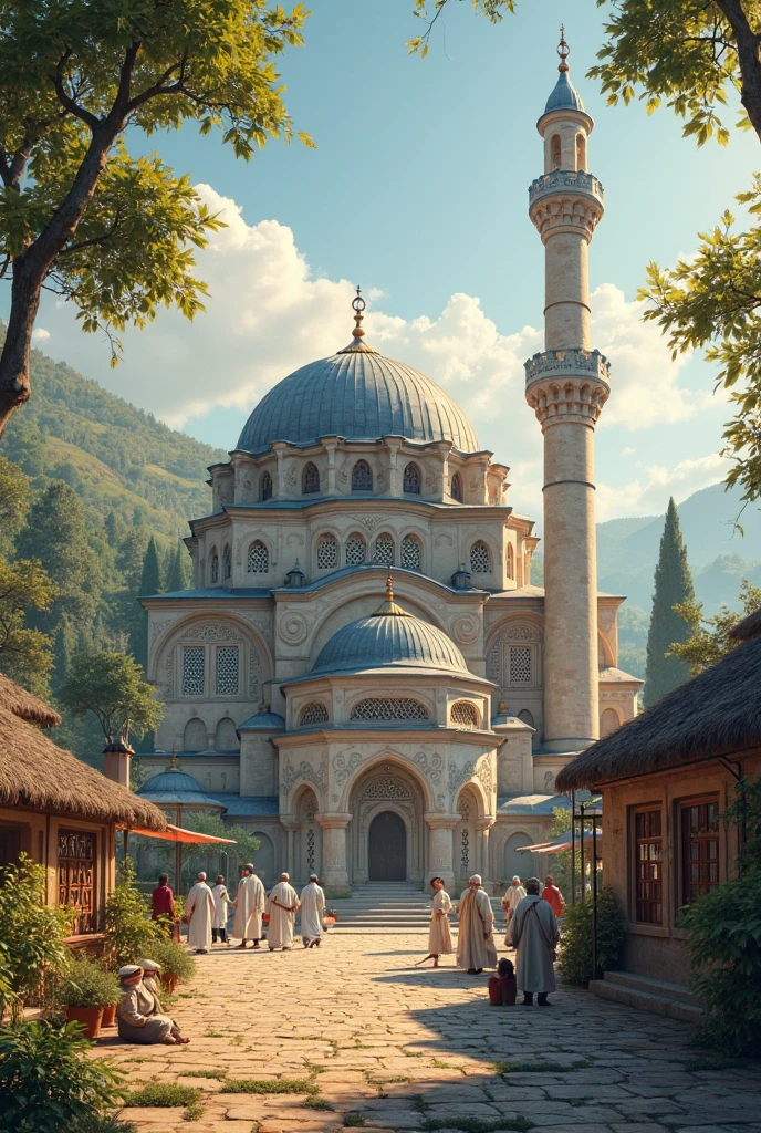 Gaon me ek masjid ke pic bnakr do